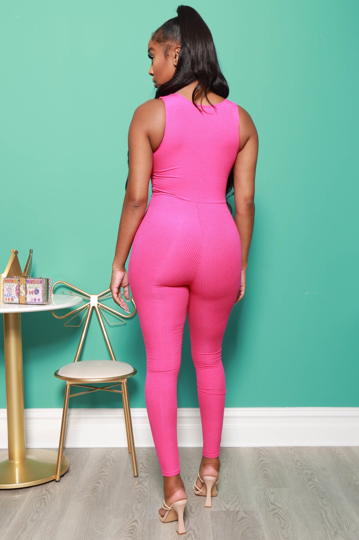 Point of View Ribbed Jumpsuit - Fuchsia - Swank A Posh