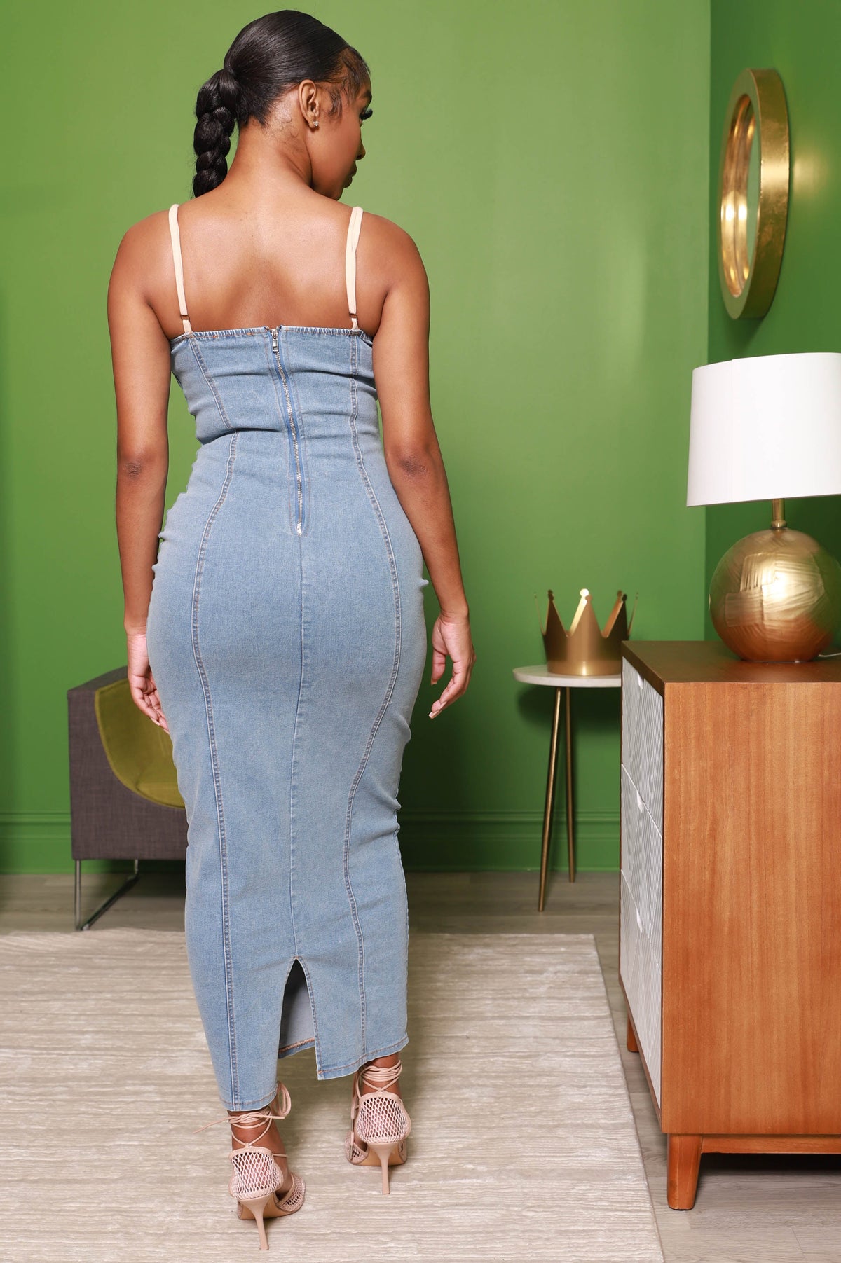 Good Intentions Lace Up Denim Dress - Swank A Posh