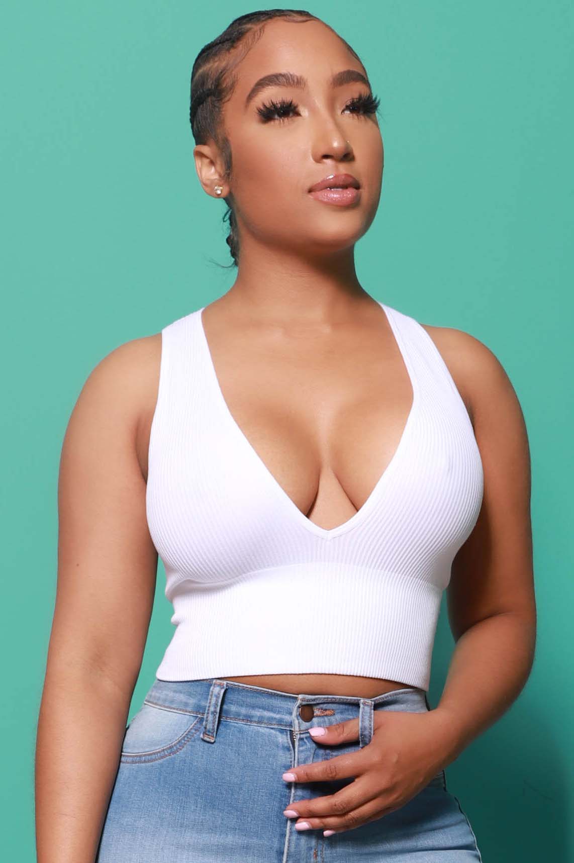 Low Down Ribbed Crop Tank - White - Swank A Posh