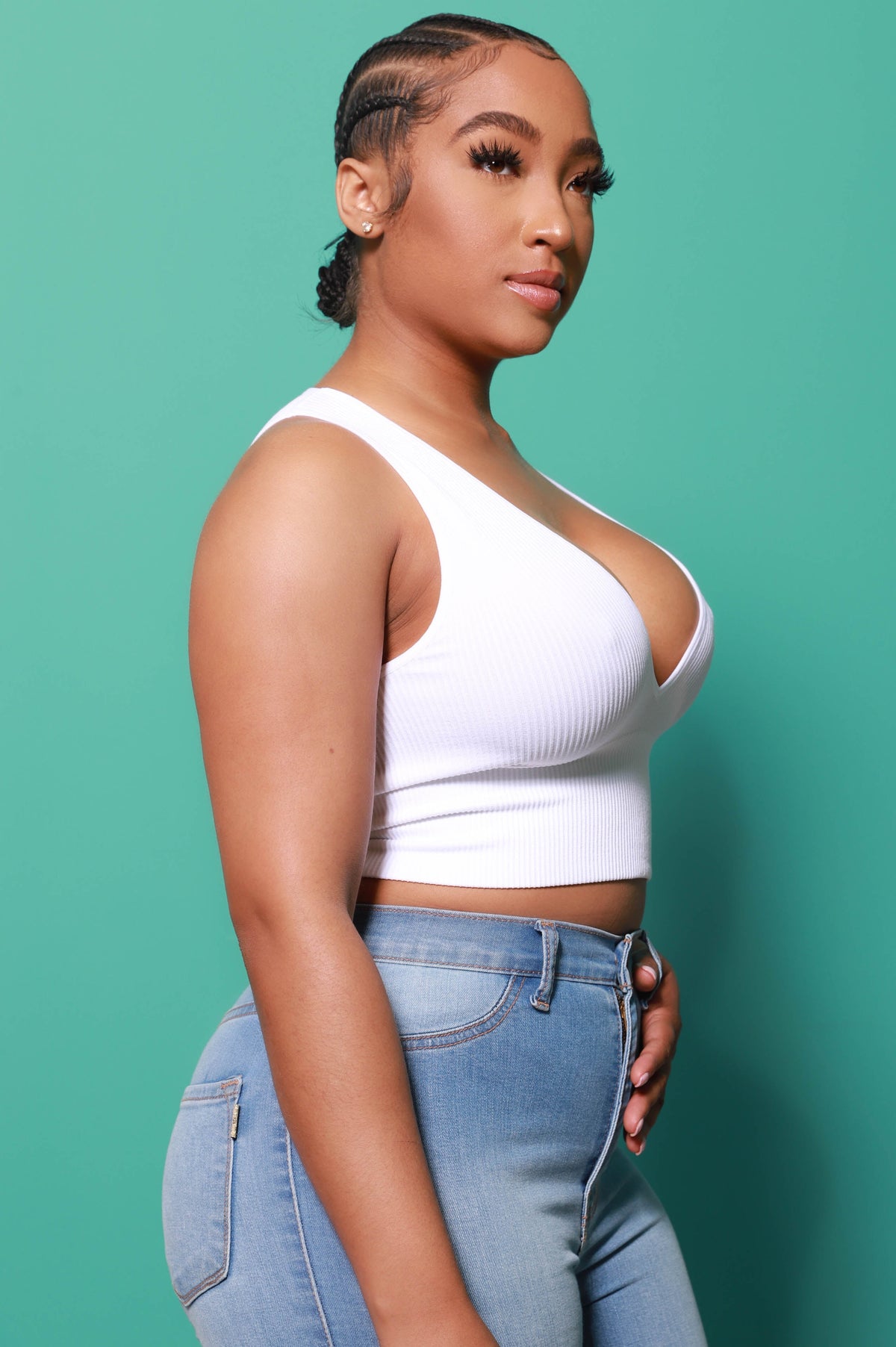 Low Down Ribbed Crop Tank - White - Swank A Posh