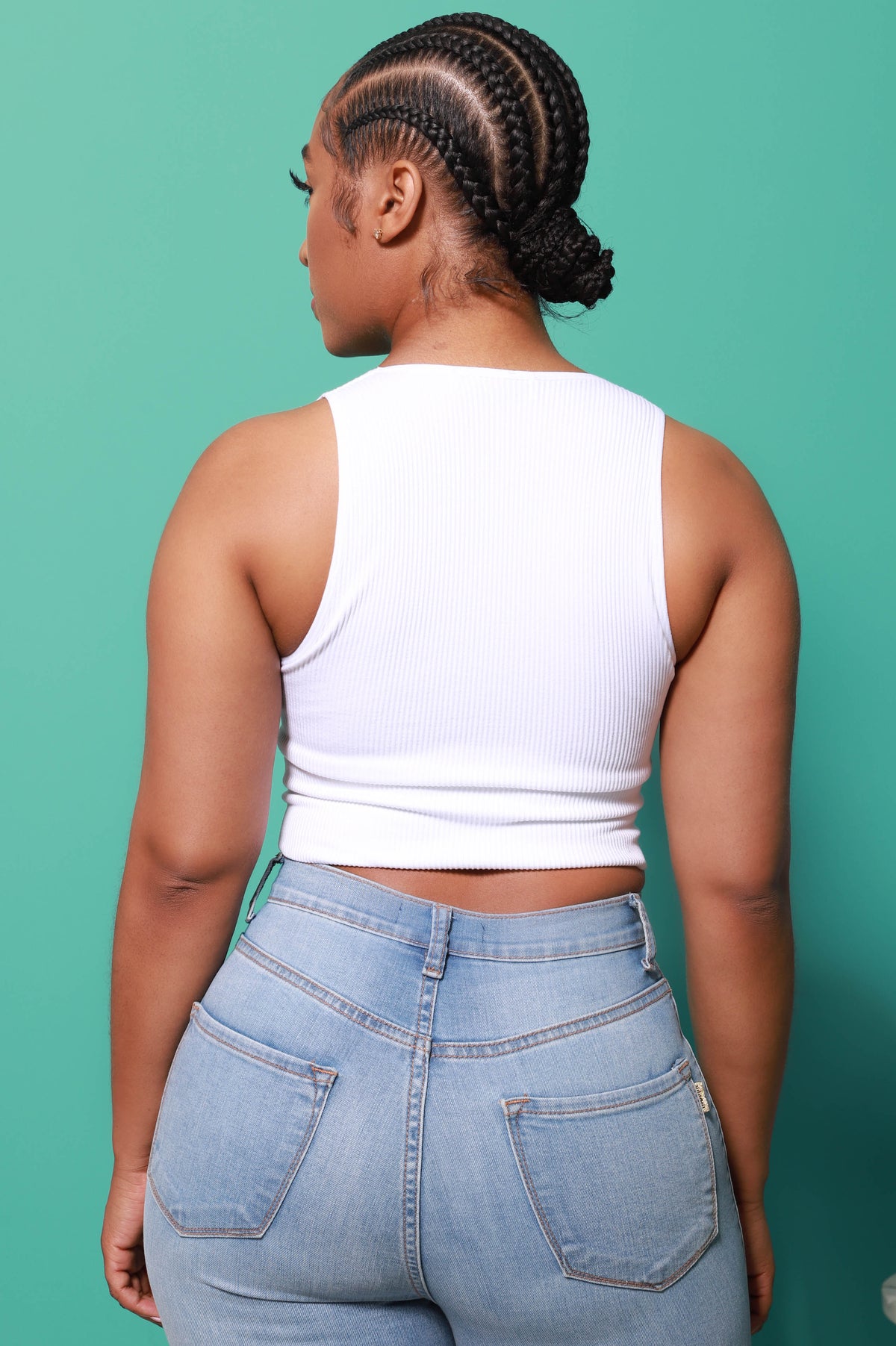 Low Down Ribbed Crop Tank - White - Swank A Posh