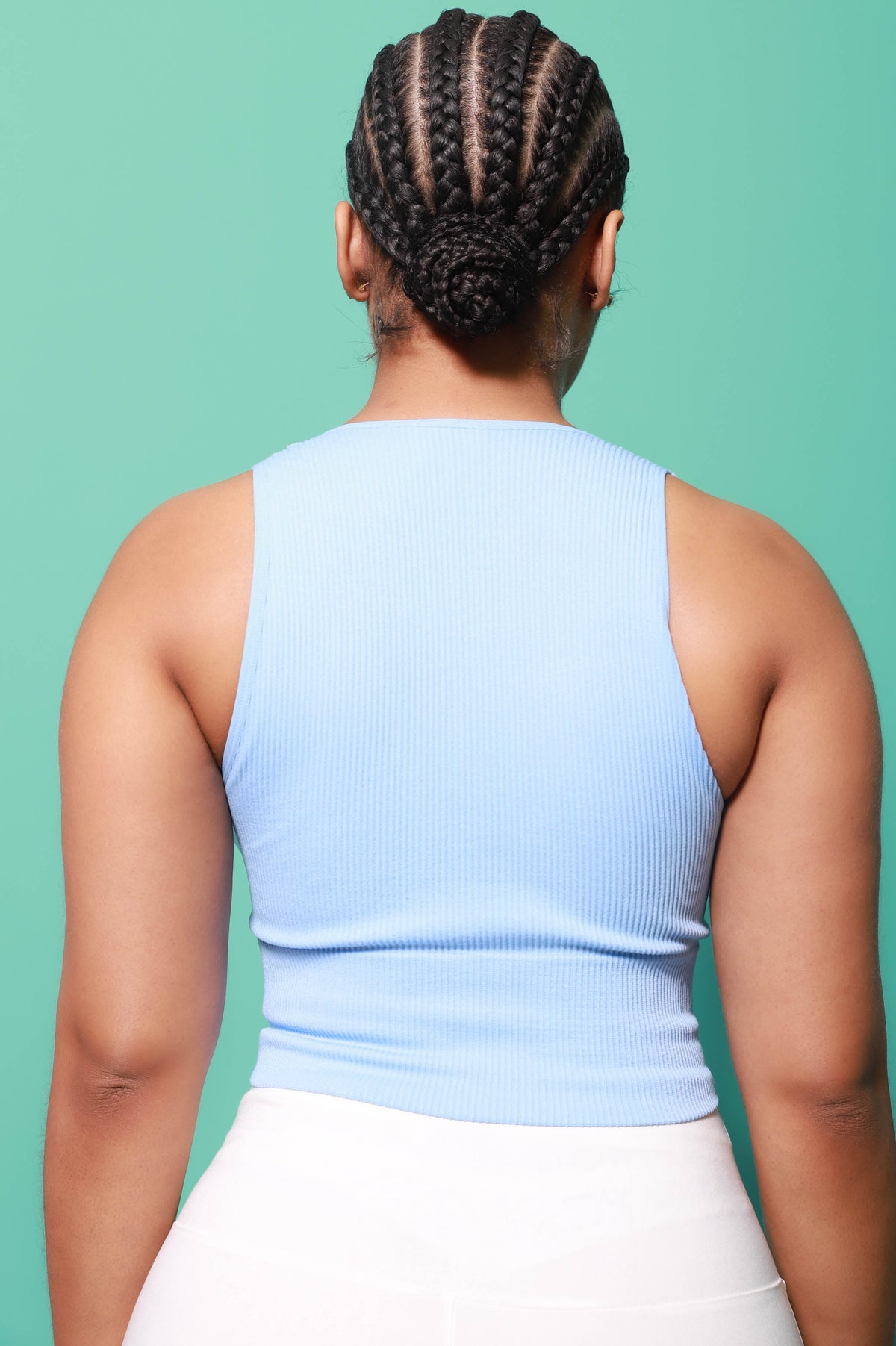 Low Down Ribbed Crop Tank - Marina Blue - Swank A Posh