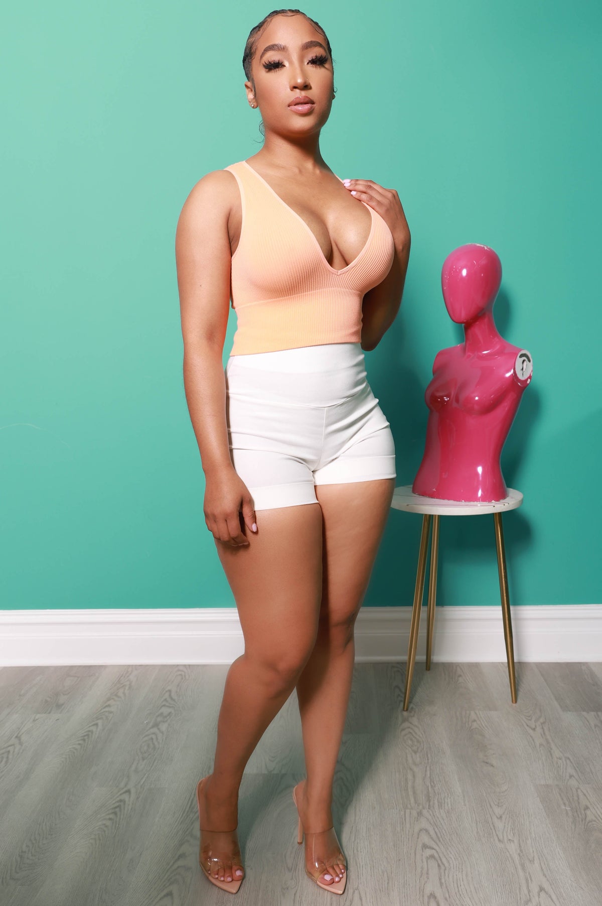 High Hopes High Waist Cuffed Shorts - White - Swank A Posh