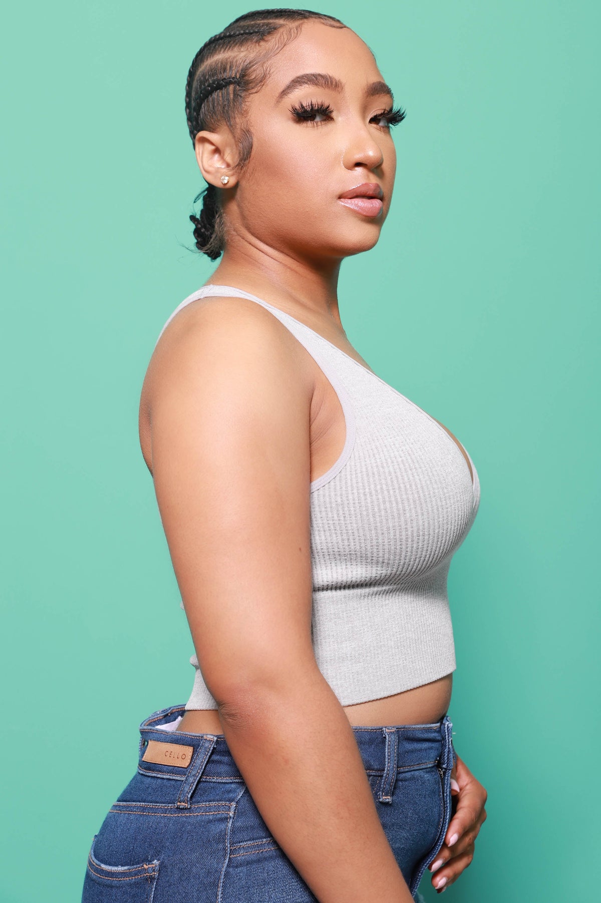 Low Down Ribbed Crop Tank - Heather Grey - Swank A Posh