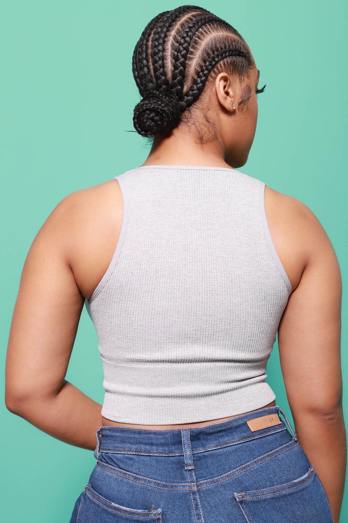 Low Down Ribbed Crop Tank - Heather Grey - Swank A Posh