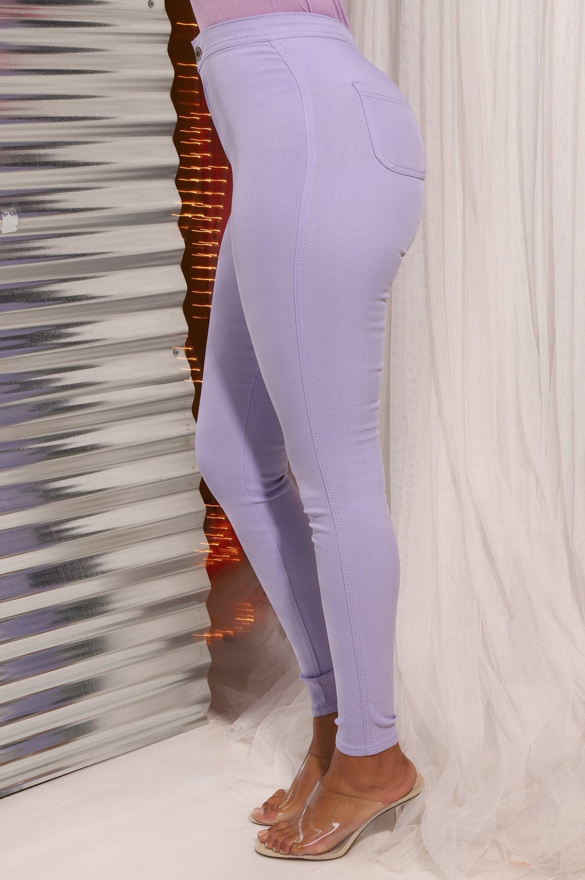 SuperGa High Waist Stretchy Jeans - Lavender - Swank A Posh