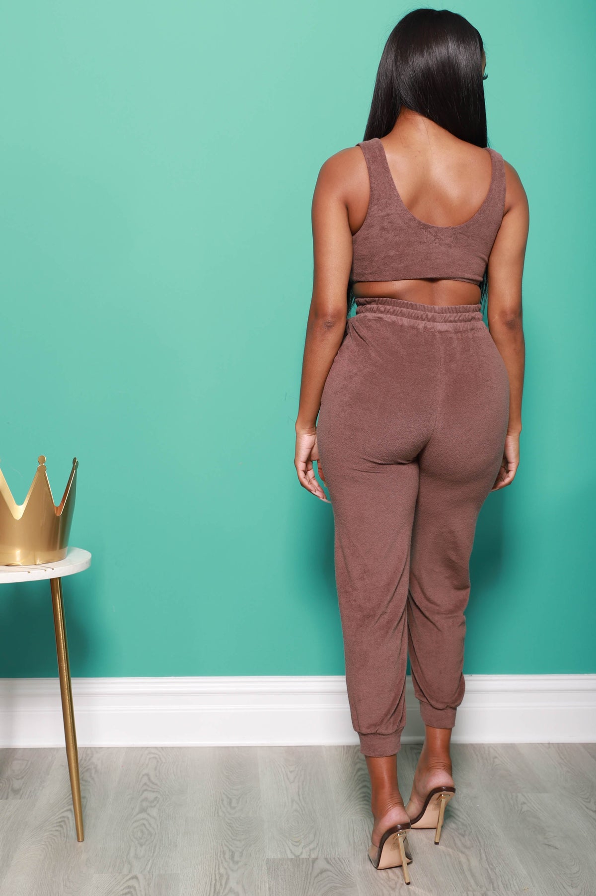 Calm Down Terrycloth Jogger Set - Brown - Swank A Posh