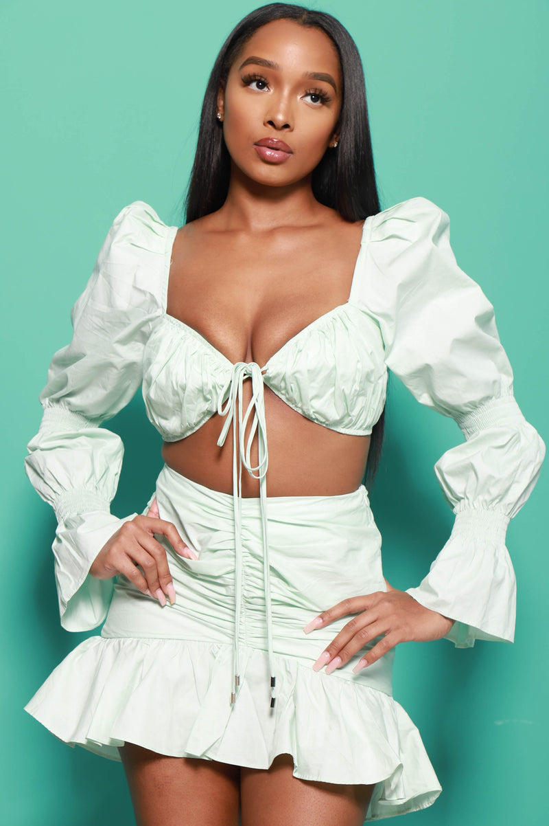 All About You Mini Skirt Set - Mint