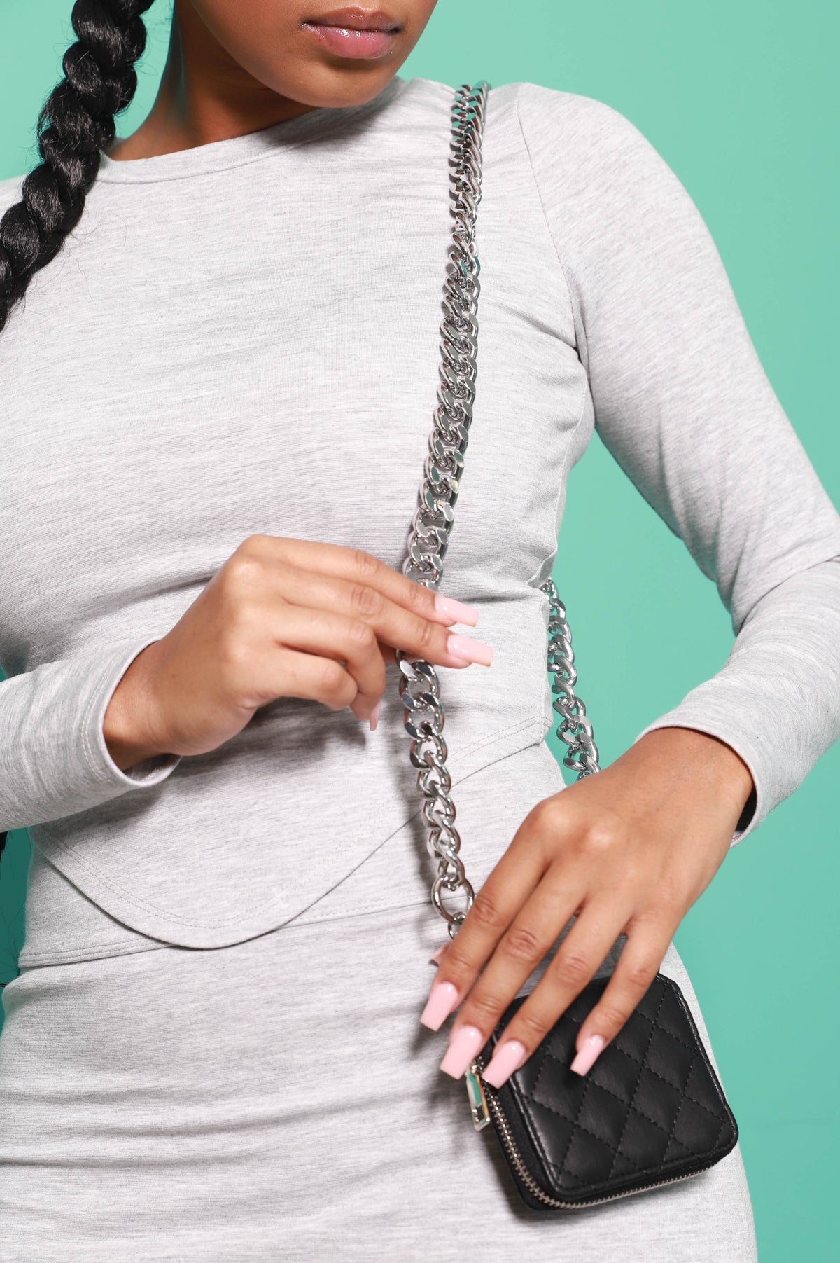 Looking Pretty Faux Leather Quilted Mini Purse - Silver - Swank A Posh