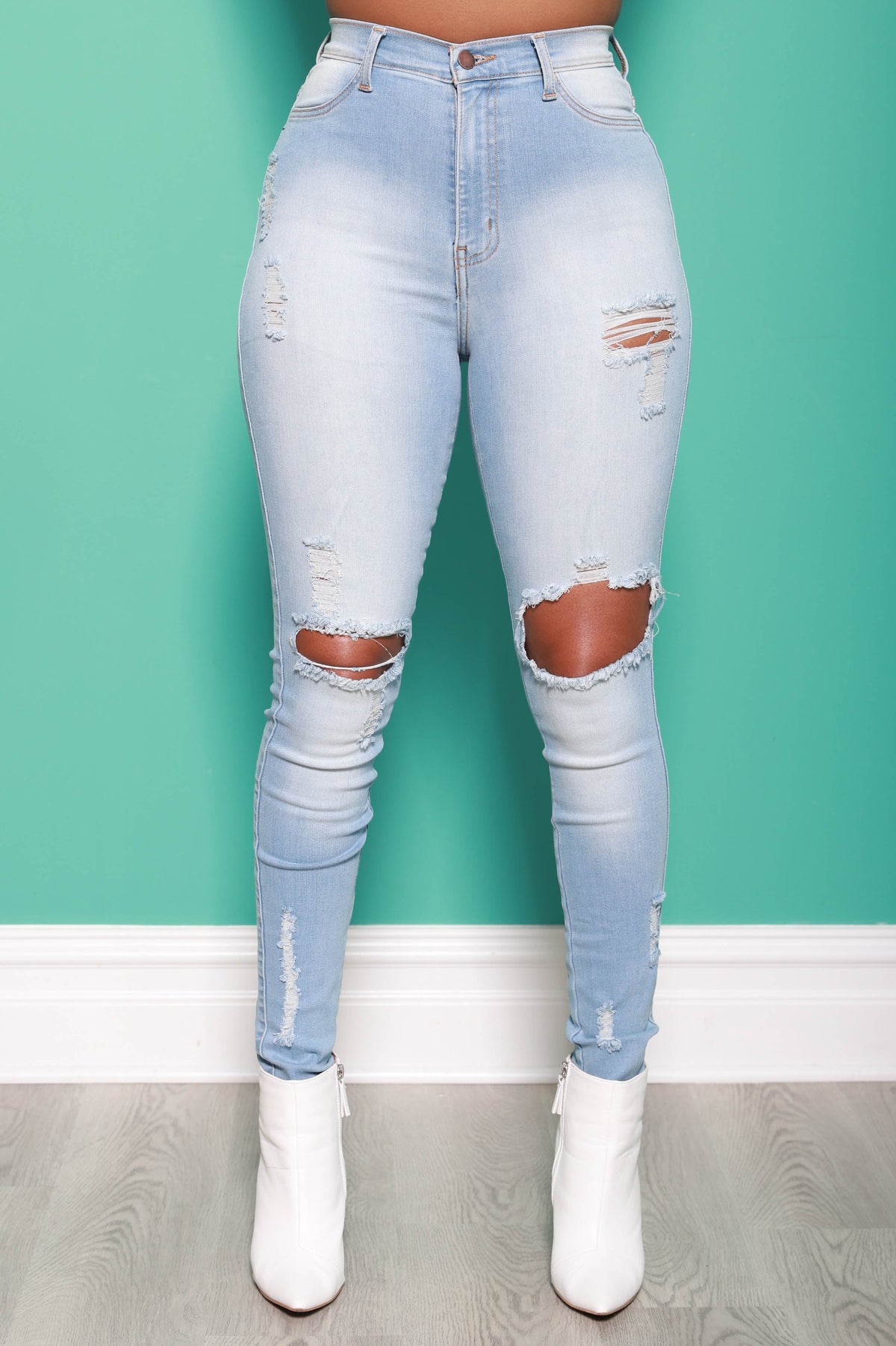 Lighthouse High Waist Distressed Skinny Jeans - Swank A Posh