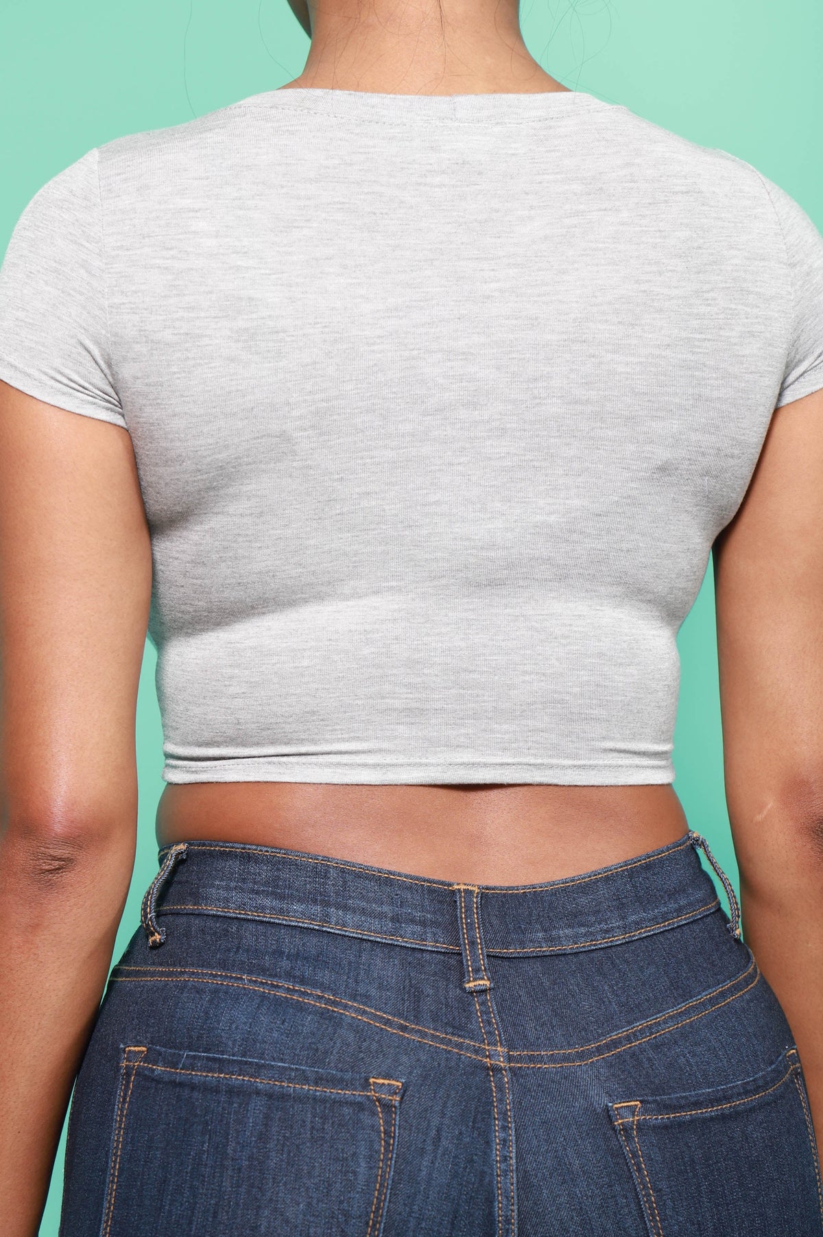 Give Away Short Sleeve Crop Top - Grey - Swank A Posh