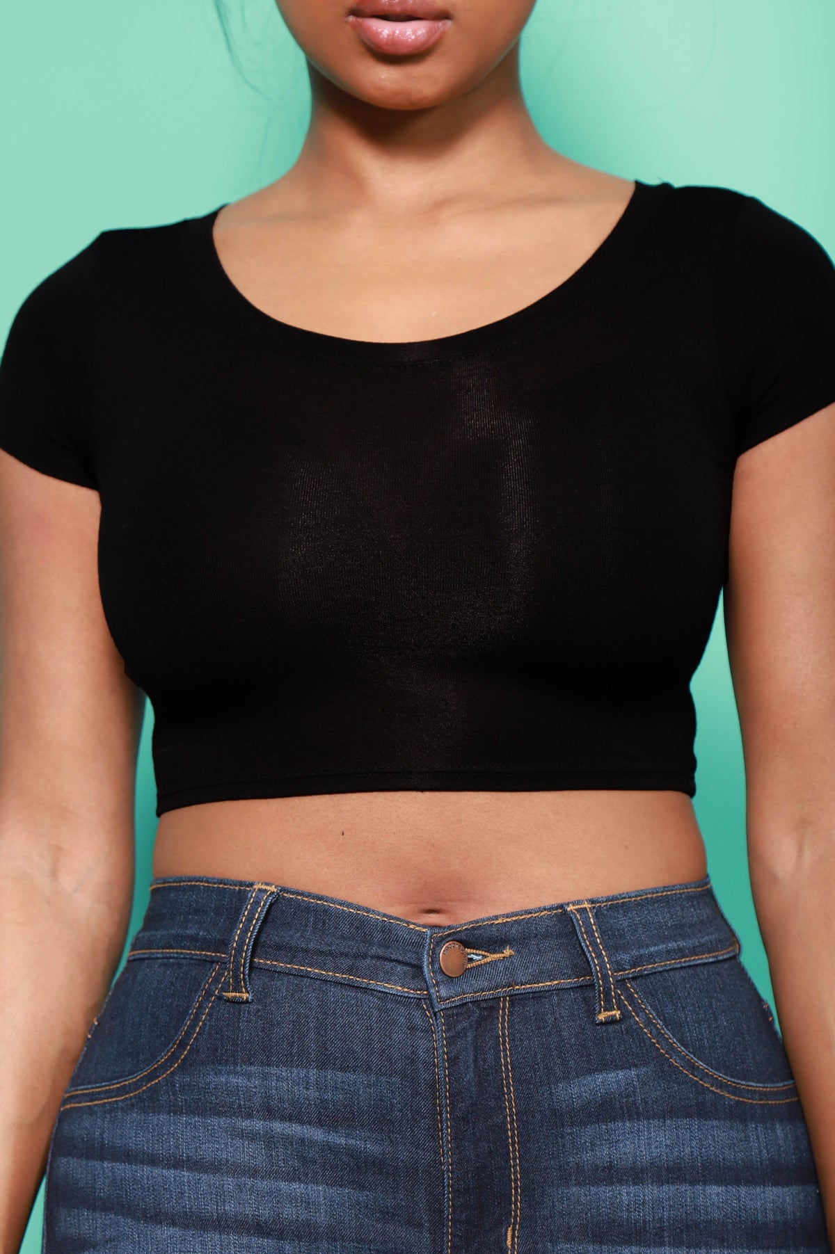 Give Away Short Sleeve Crop Top - Black - Swank A Posh