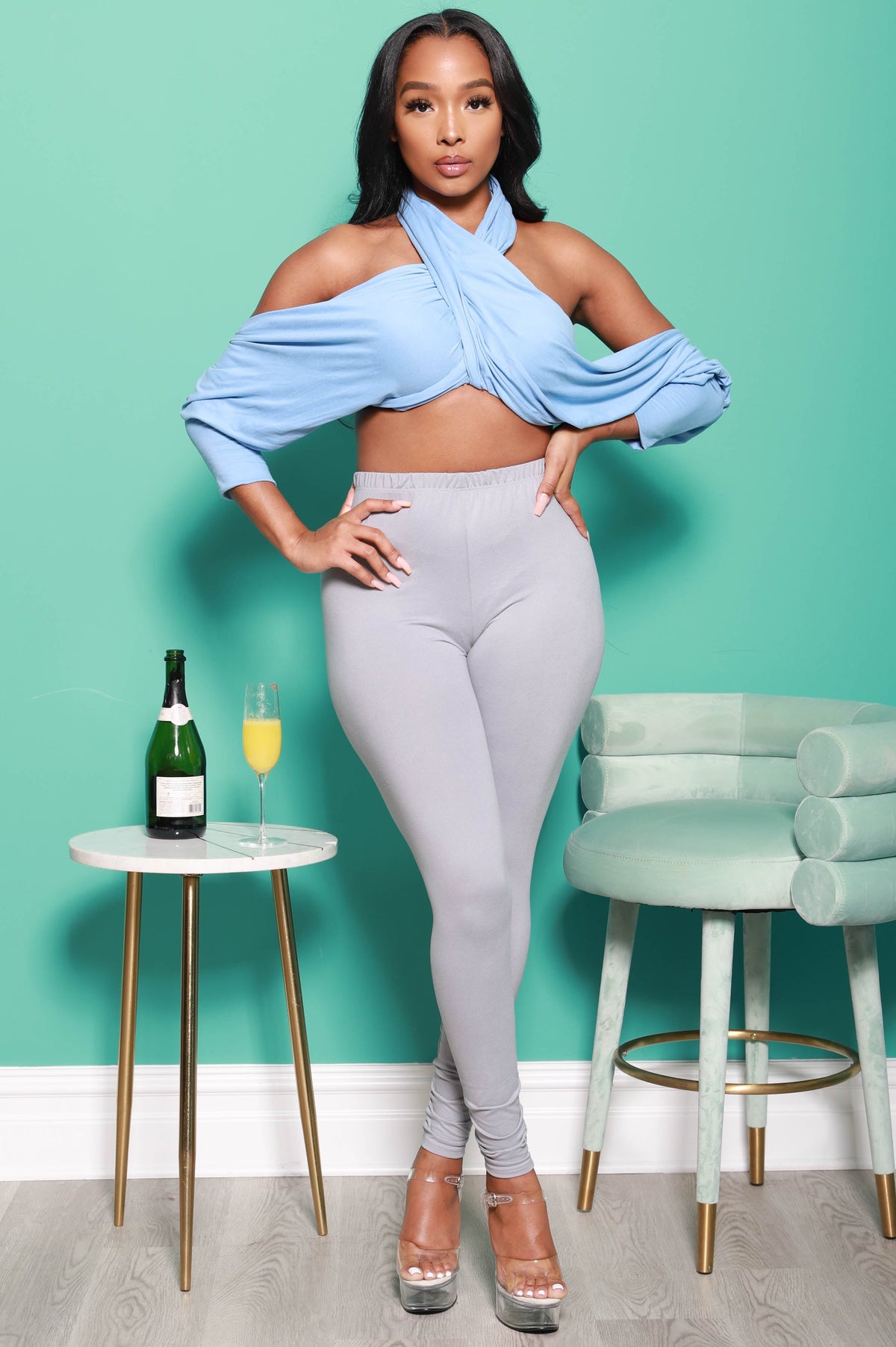 Have It All Multi Way Wrap Shirt - Sky Blue - Swank A Posh