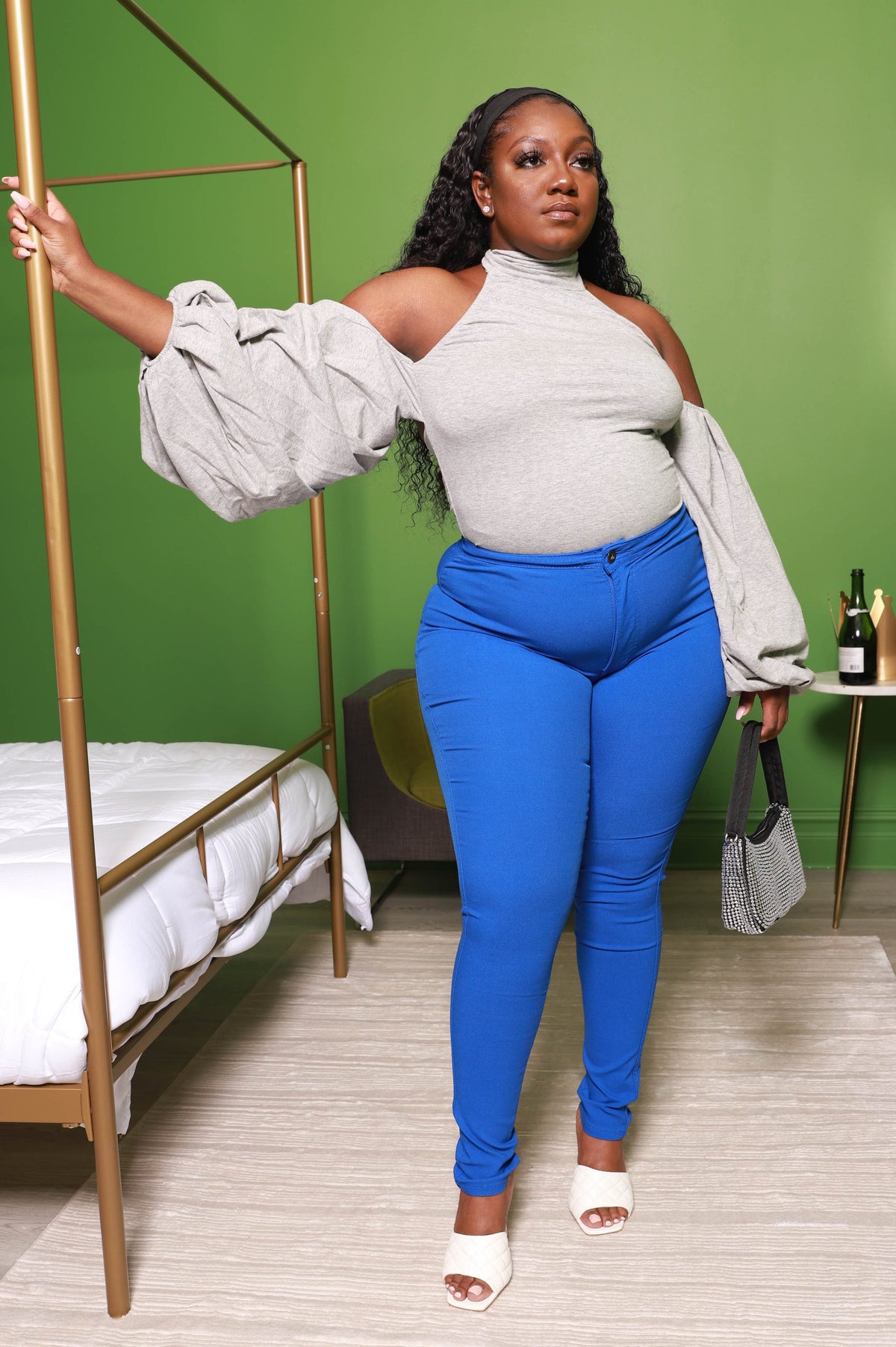 SuperGa High Waist Stretchy Jeans - Royal Blue - Swank A Posh