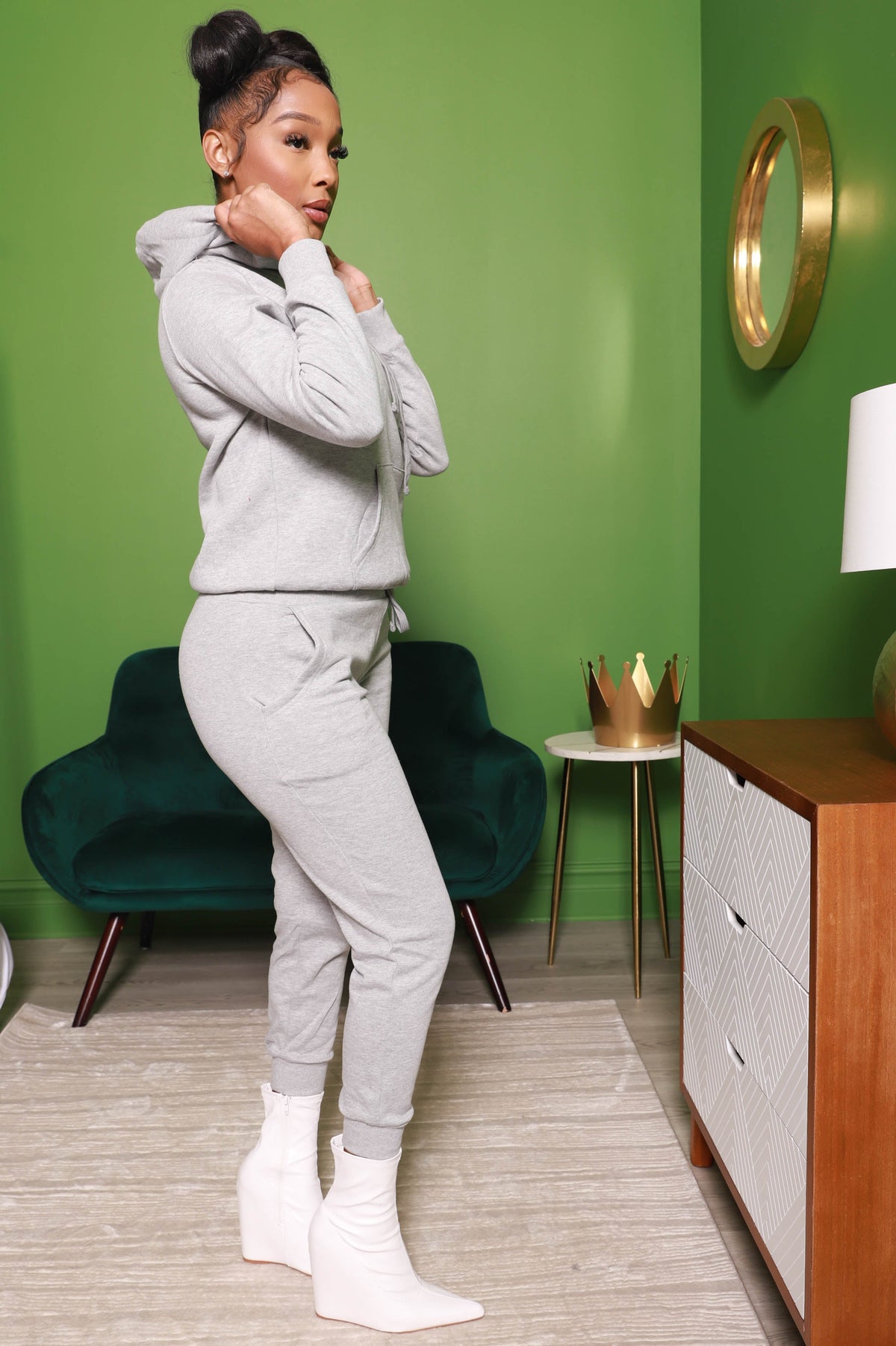 Prime Hoodie Jogger Set - Heather Gray - Swank A Posh