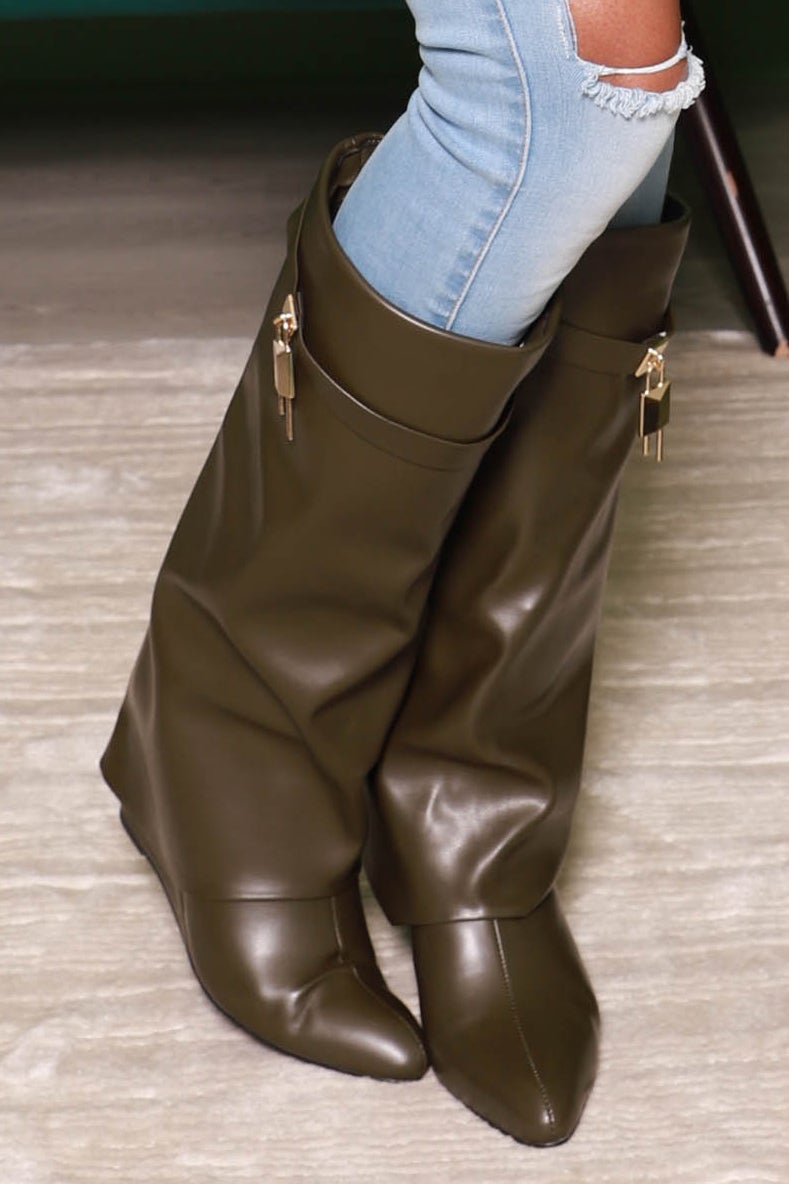 Ponder Away Wedge Ankle Boot - Olive - Swank A Posh