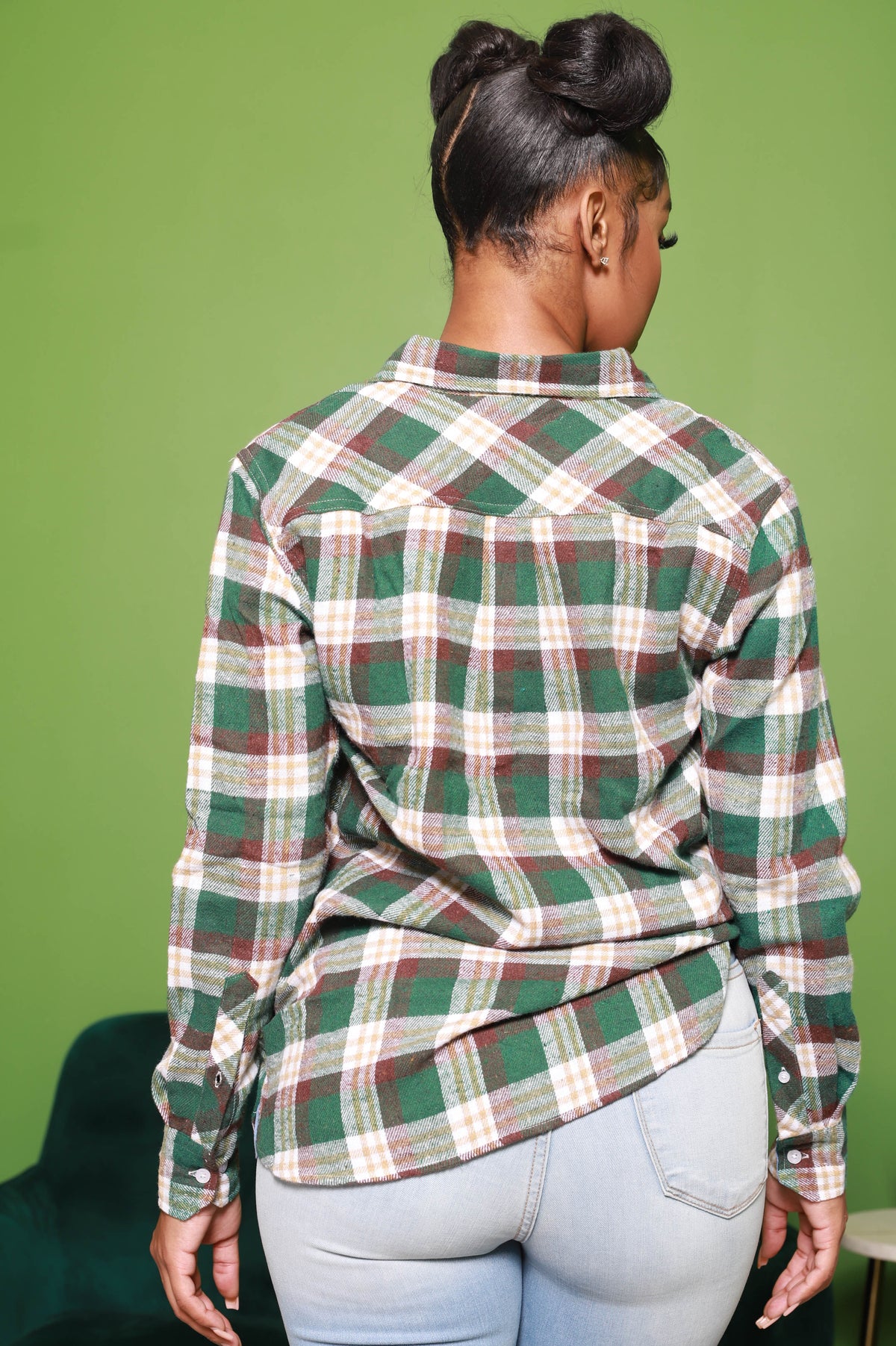 Push Your Buttons Oversized Flannel - Green - Swank A Posh