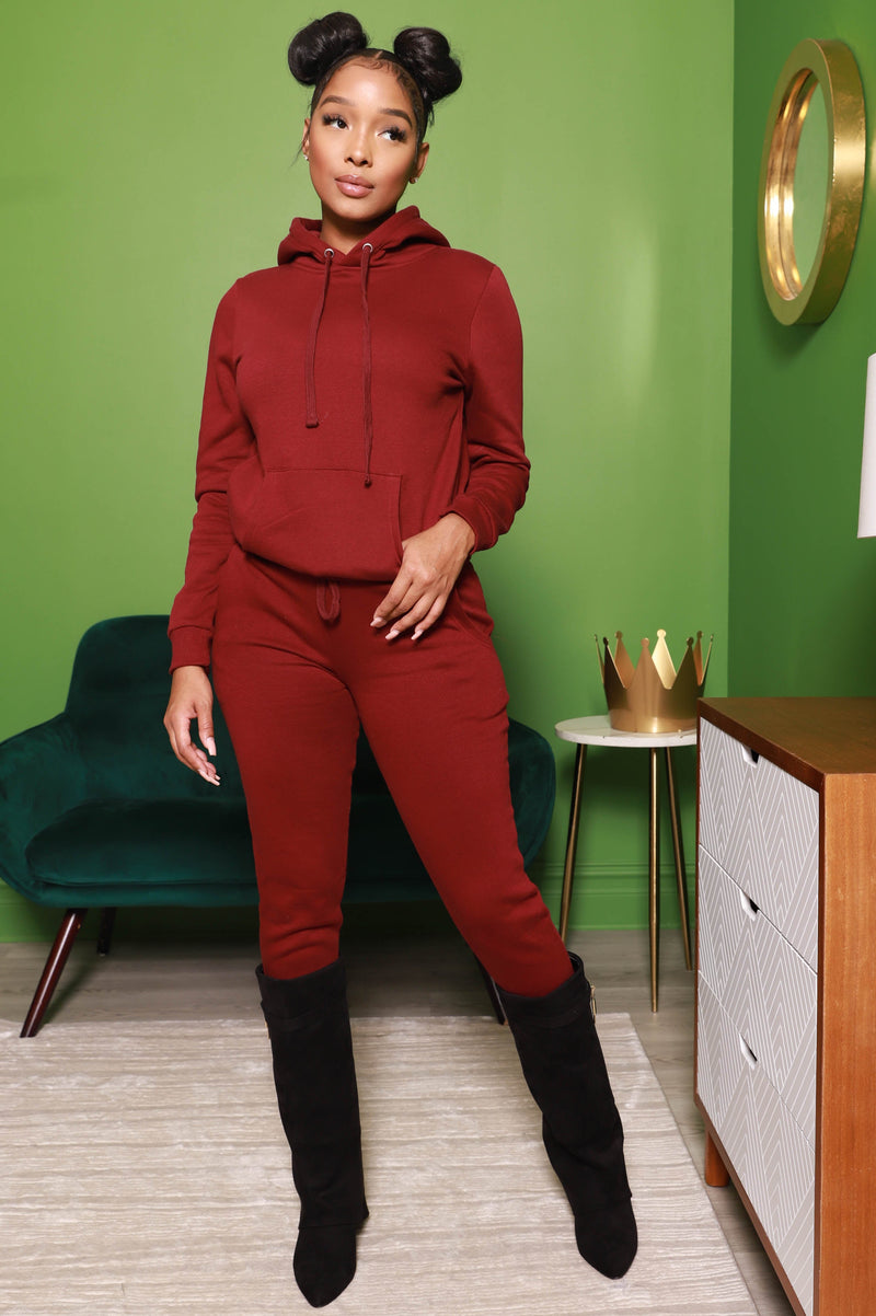 Prime Hoodie Jogger Set - Burgundy