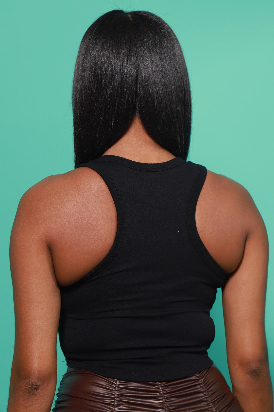 Hybrid Ribbed Cropped Tank Top - Black - Swank A Posh