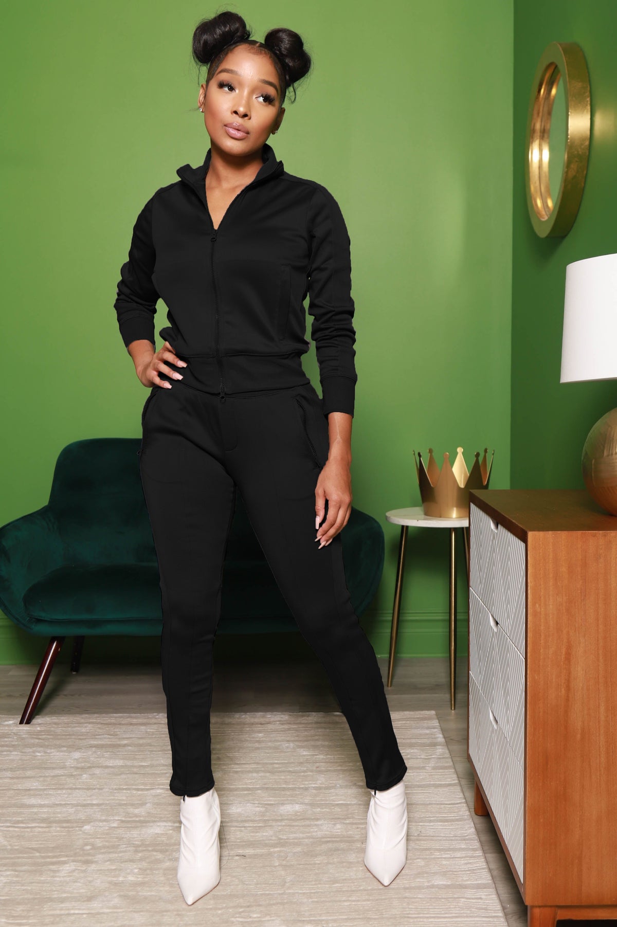 Somewhere Between Lined Tracksuit - Black - Swank A Posh