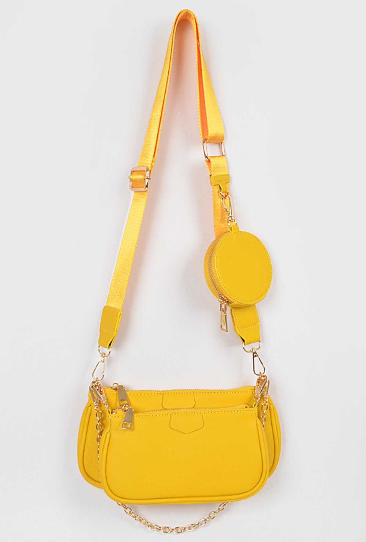 Chained To You Faux Leather Crossbody Bag - Yellow - Swank A Posh