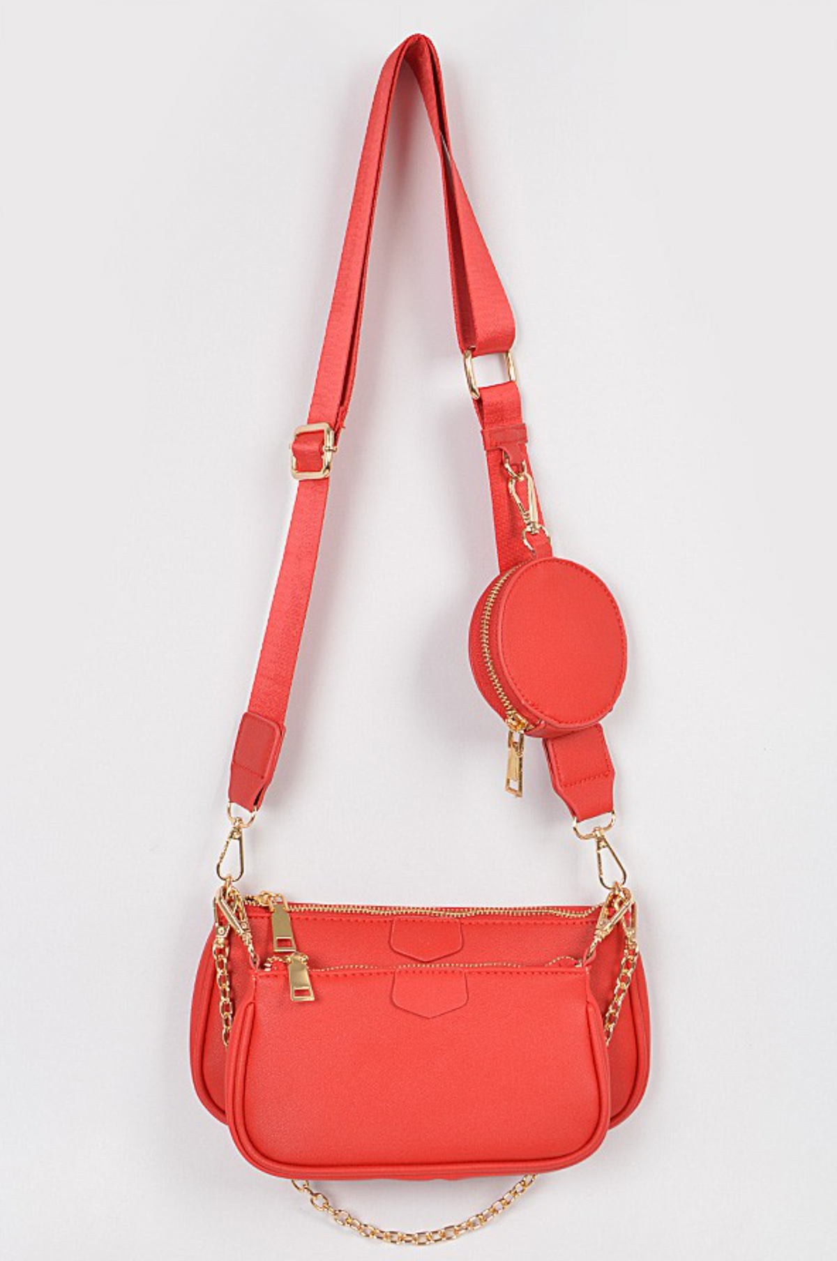 Chained To You Faux Leather Crossbody Bag - Red - Swank A Posh