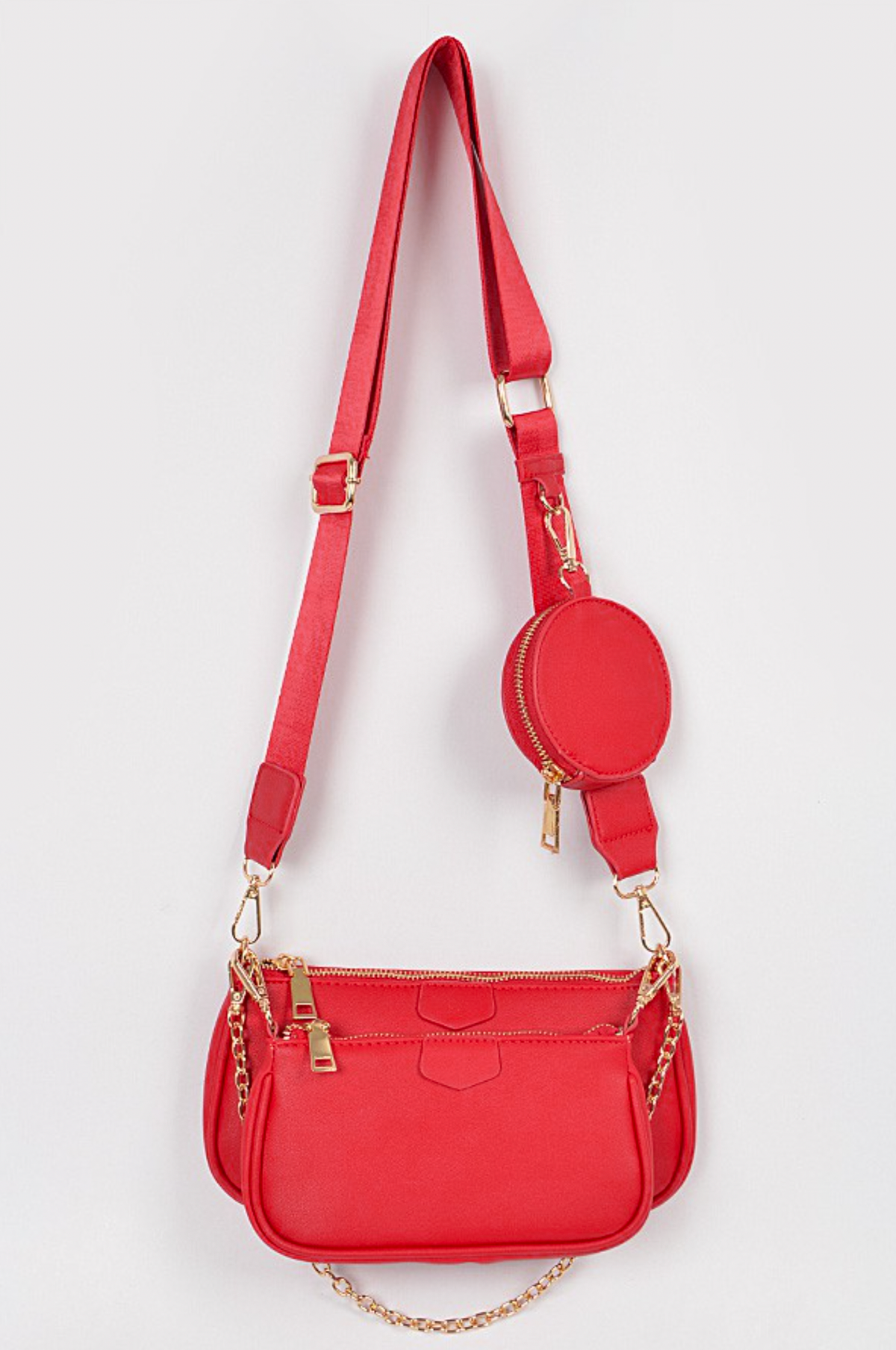 Chained To You Faux Leather Crossbody Bag - Red - Swank A Posh