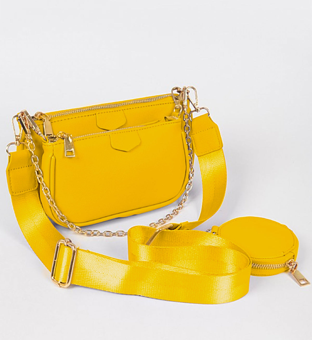 Chained To You Faux Leather Crossbody Bag - Yellow - Swank A Posh