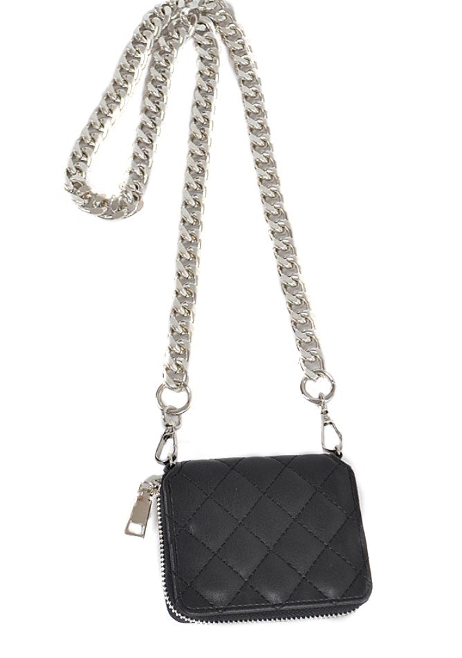 Looking Pretty Faux Leather Quilted Mini Purse - Silver - Swank A Posh