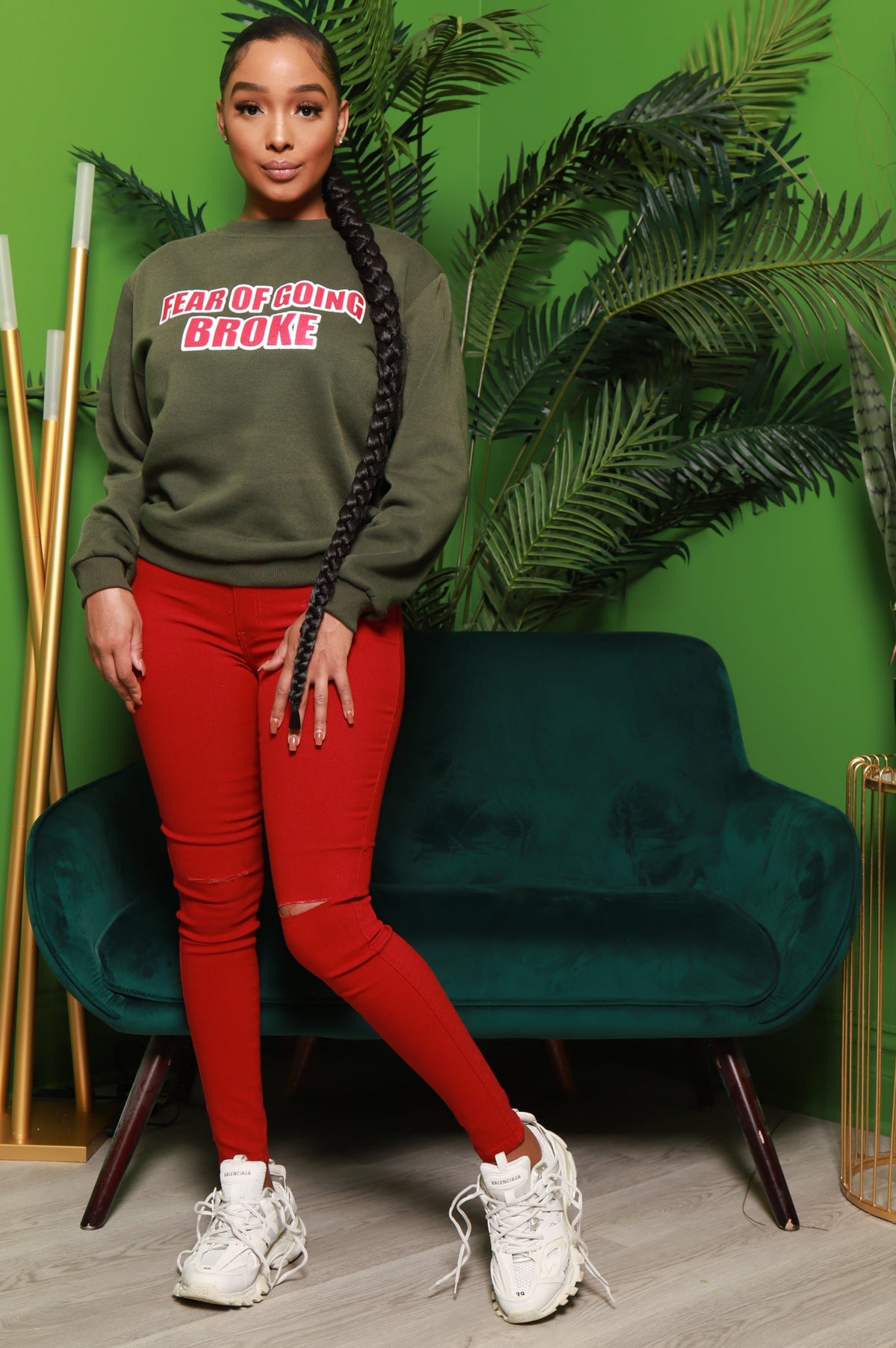 Sidebar Knee Slit High Rise Jeans - Burgundy - Swank A Posh