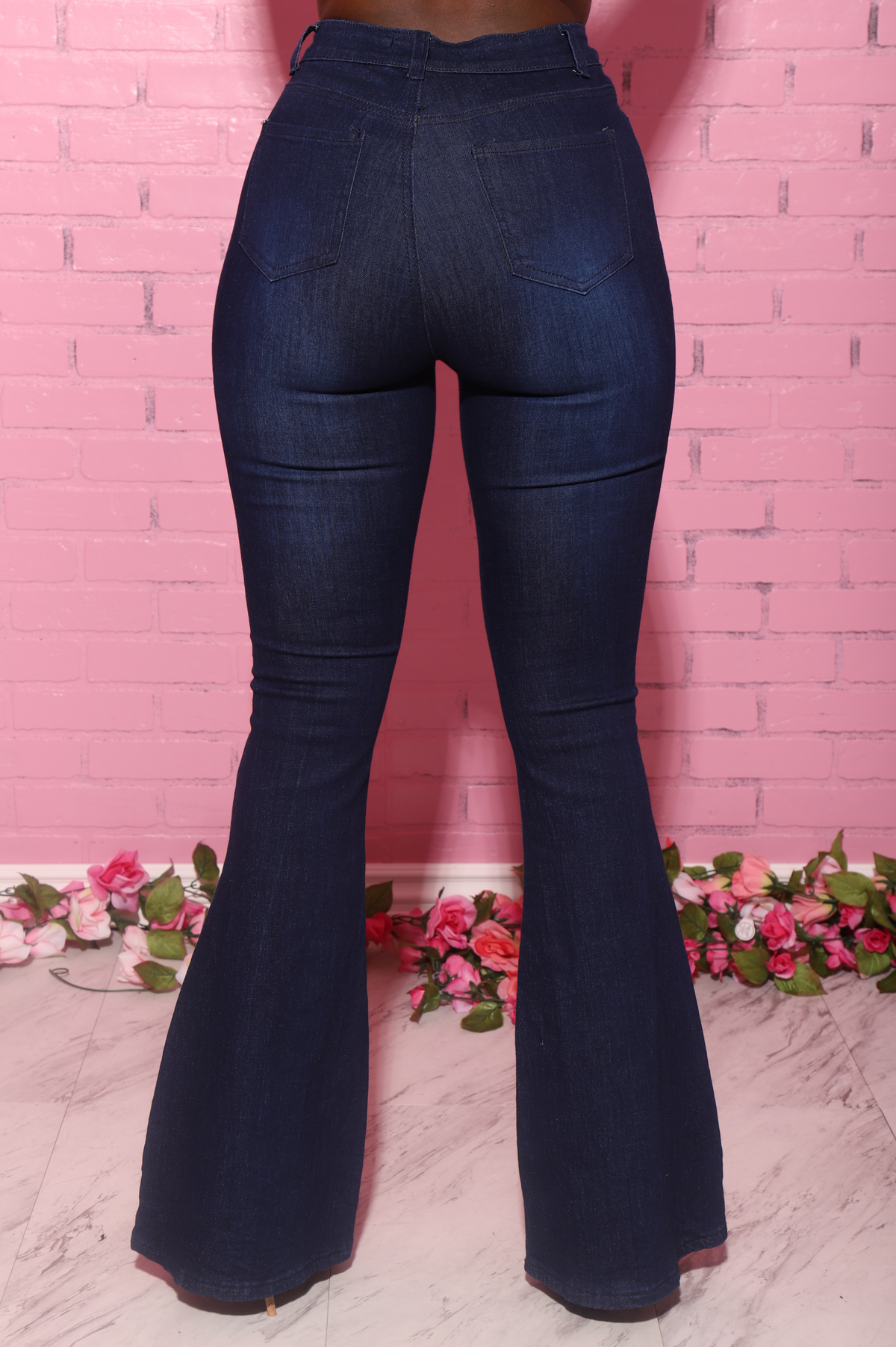 Bing High Waist Stretchy Bell Bottom Jeans - Dark Wash - Swank A Posh