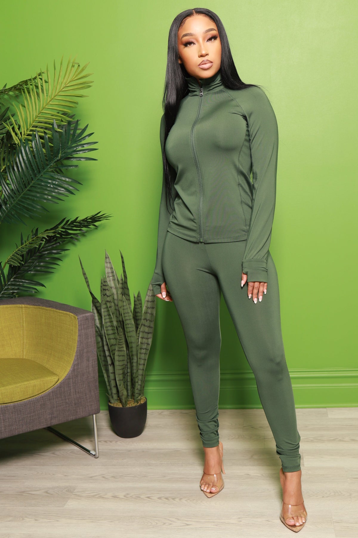 Easy Fit Athletic Set - Olive - Swank A Posh