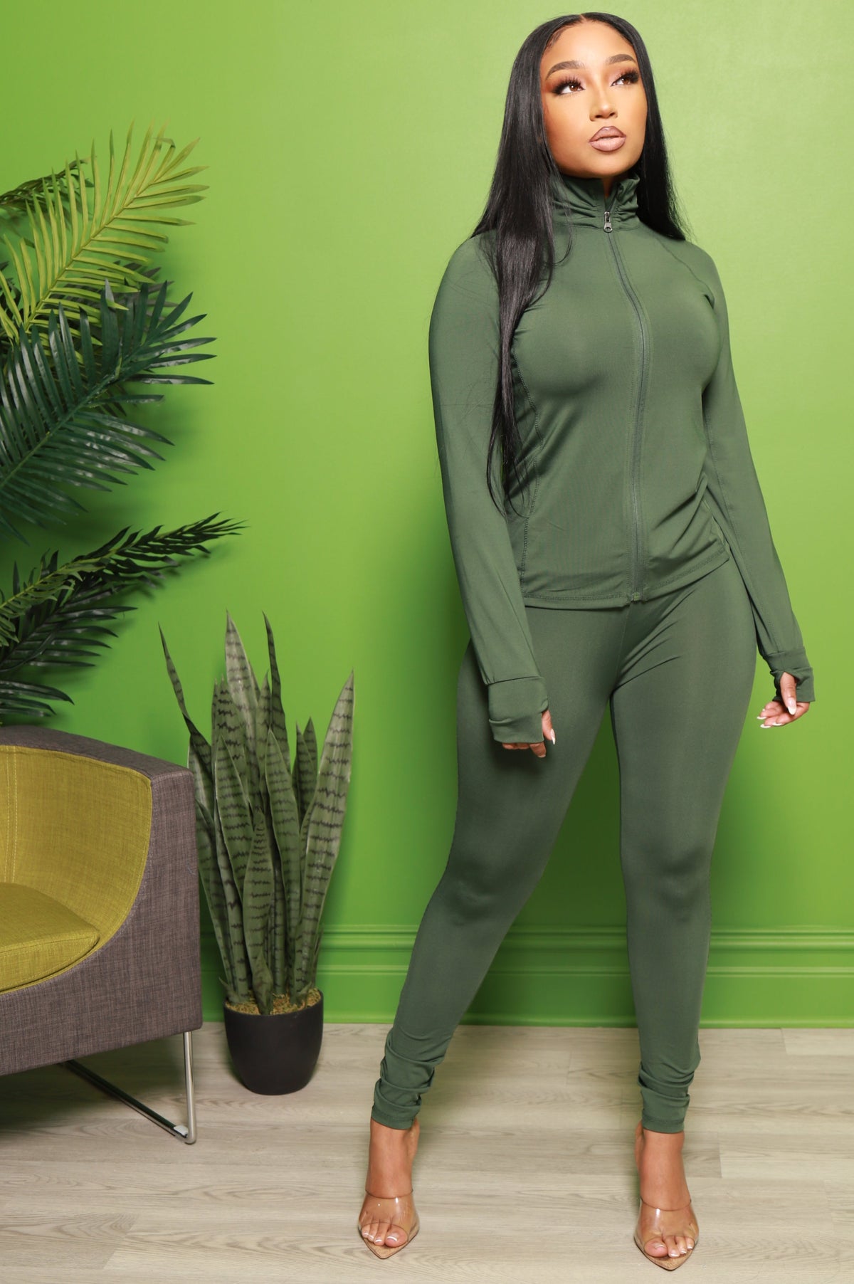 Easy Fit Athletic Set - Olive - Swank A Posh