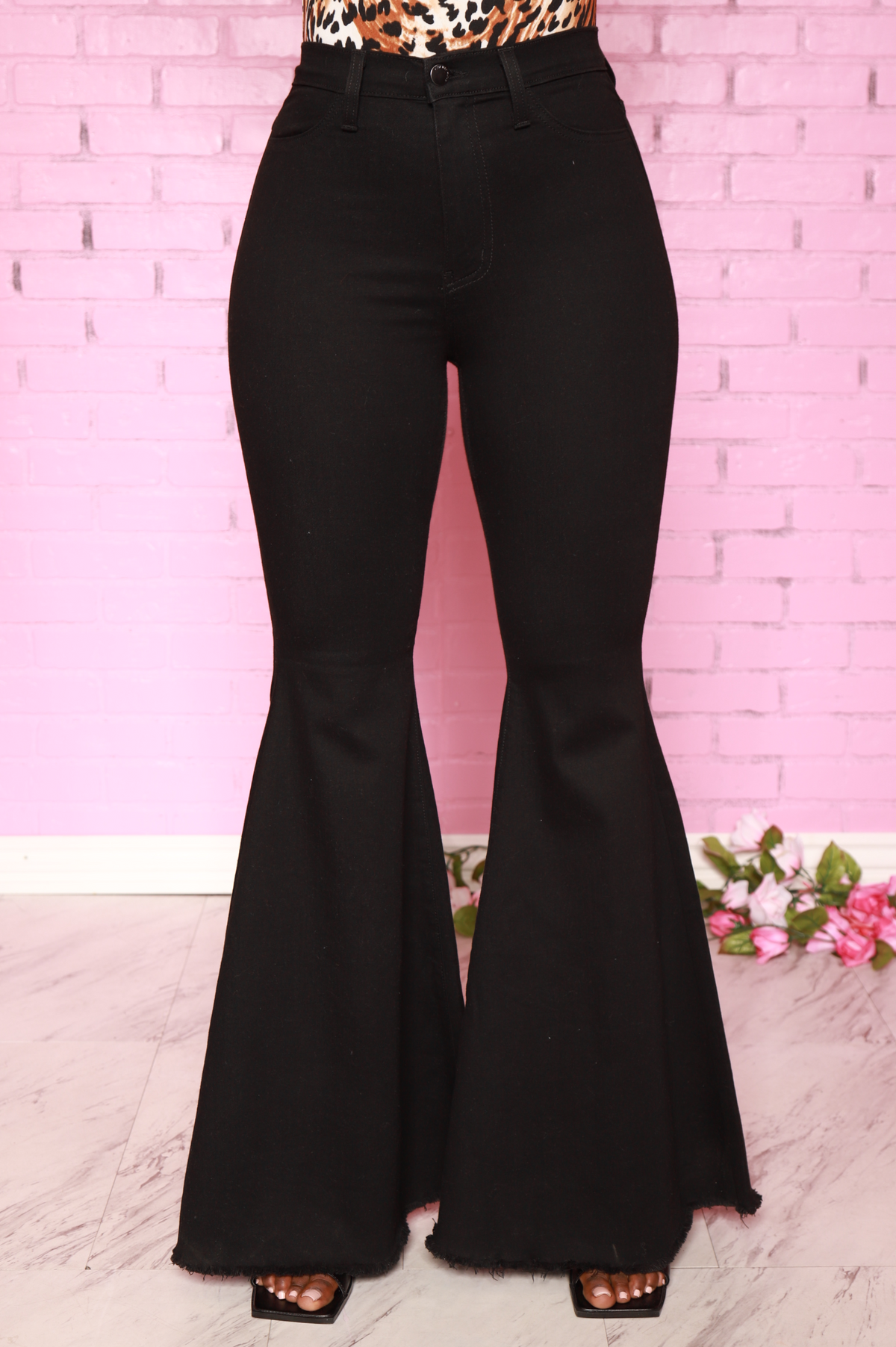Polar Wide Flare Jeans - Black - Swank A Posh