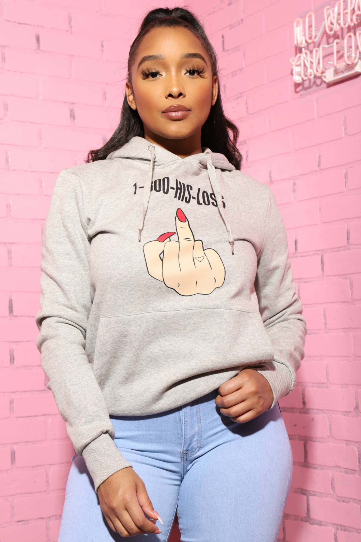 1-800-His-Loss Hoodie - Grey - Swank A Posh