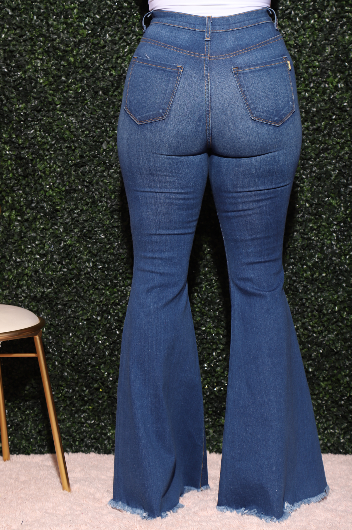 Poster Distressed High Rise Flare Jeans - Mid Wash - Swank A Posh