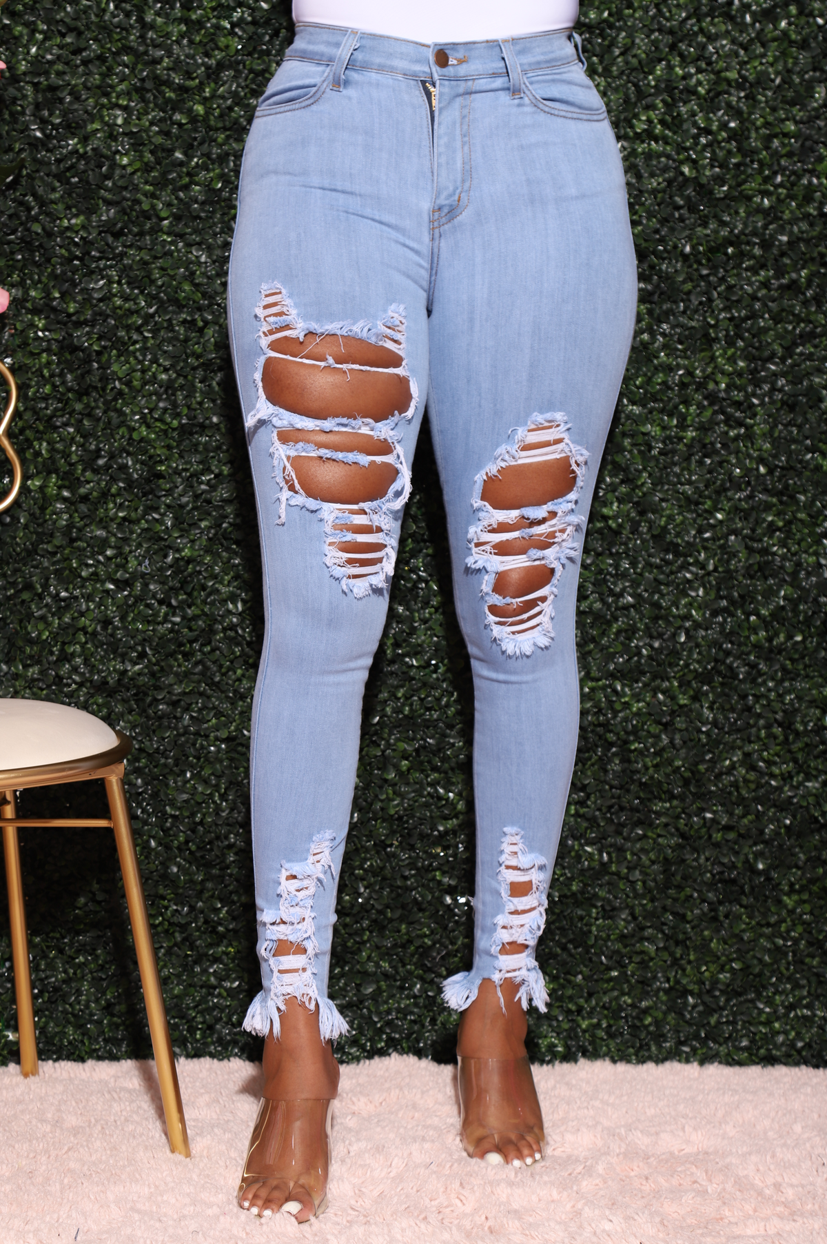 Witness Distressed High Rise Jeans - Light Wash - Swank A Posh