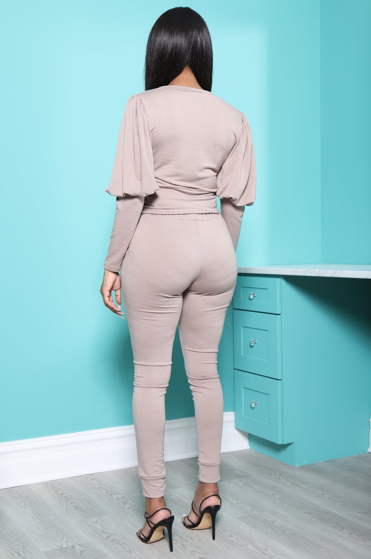 Diary Power Sleeve Jogger Set - Taupe - Swank A Posh