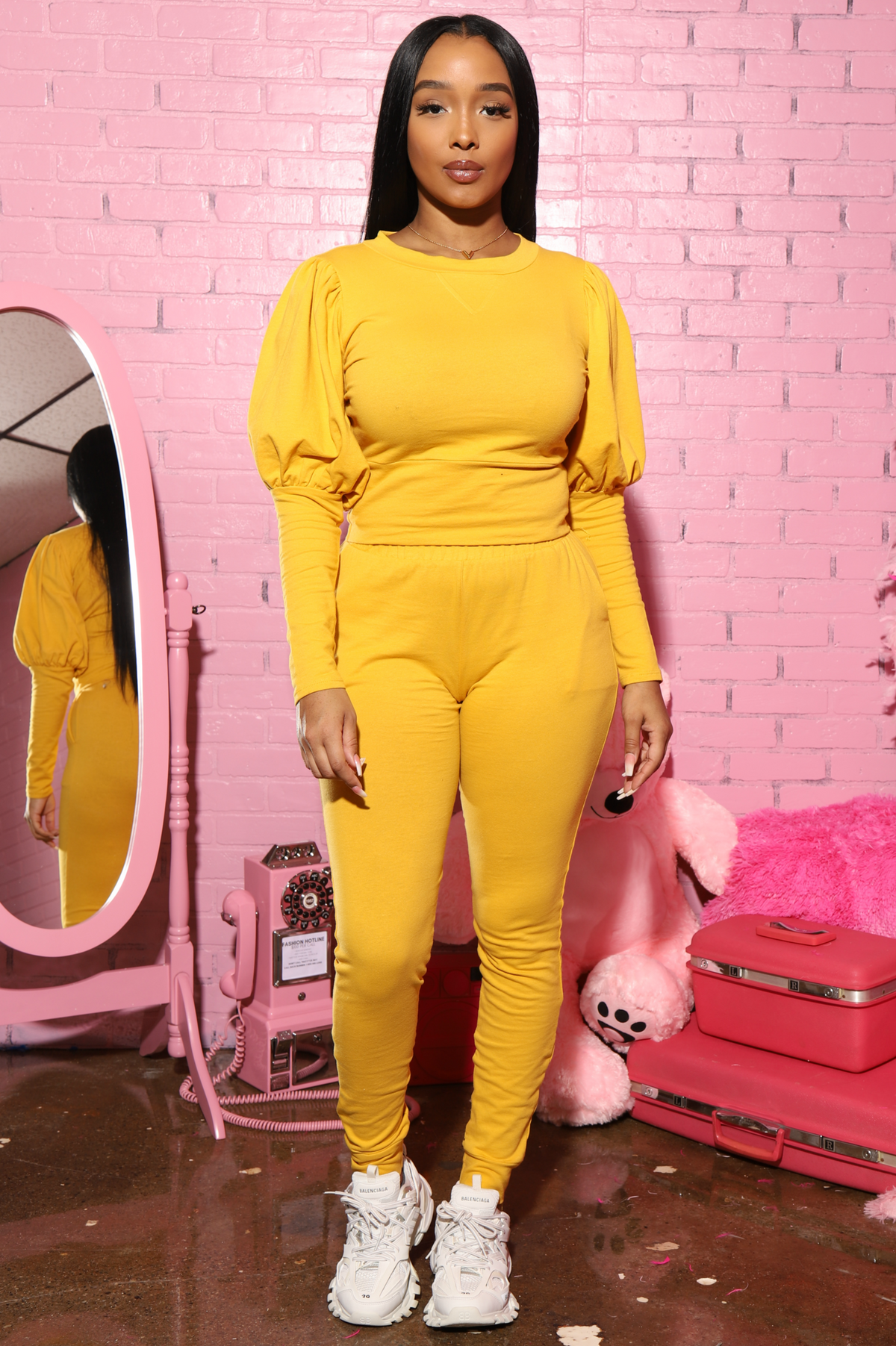 Diary Power Sleeve Jogger Set - Mustard - Swank A Posh