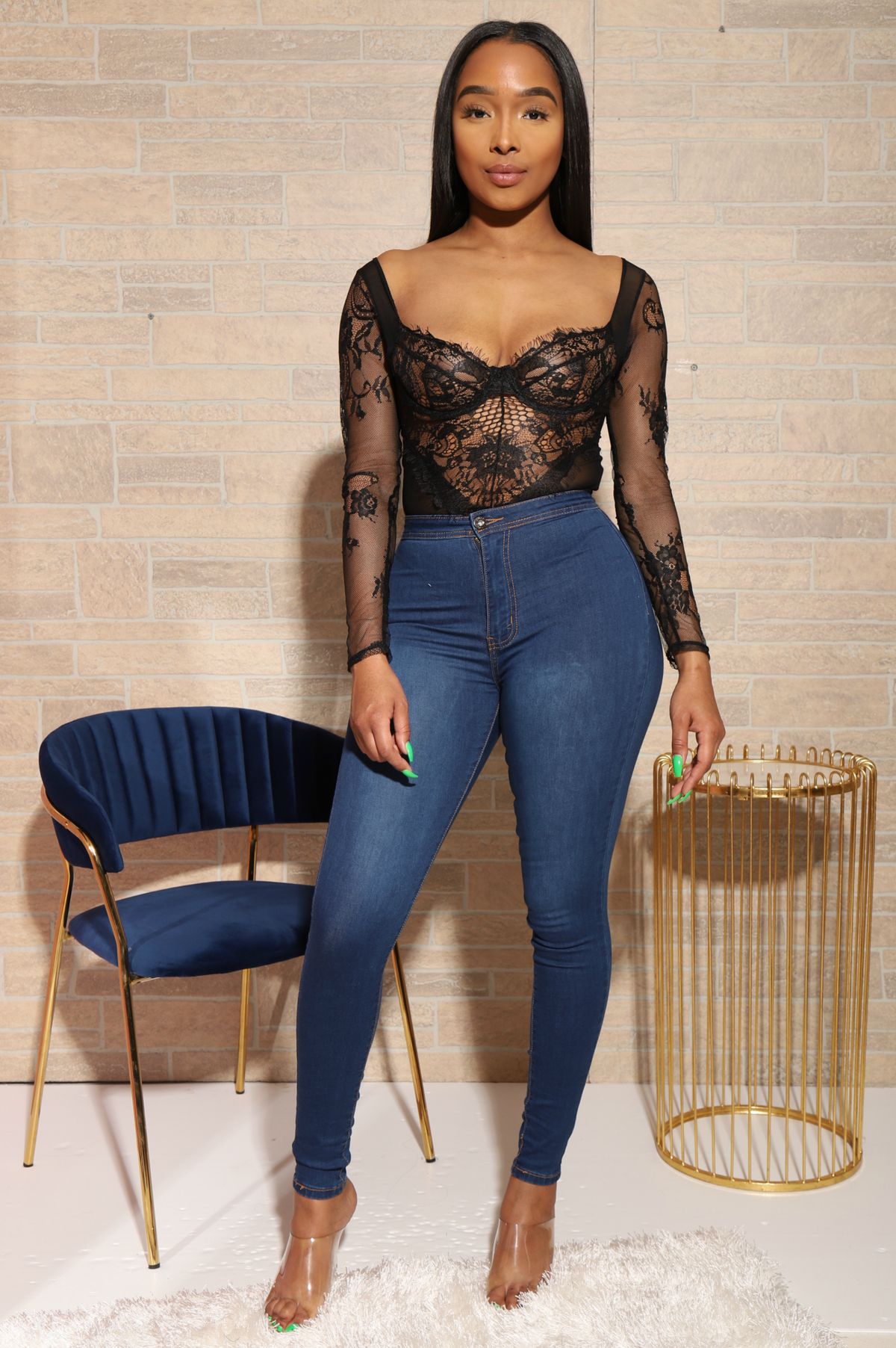 Medium Blue Wash Mega Stretch Jeans - Swank A Posh