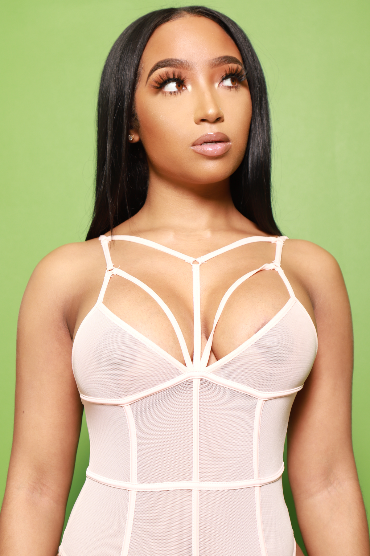 Blush Of Passion Mesh Bodysuit - Peach Nude - Swank A Posh