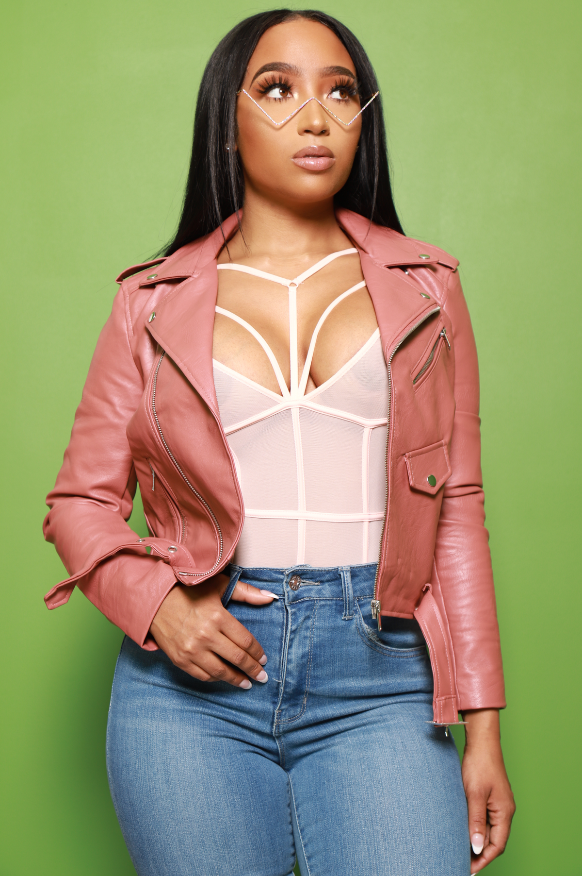 Doing Me Faux Leather Moto Jacket - Mauve - Swank A Posh