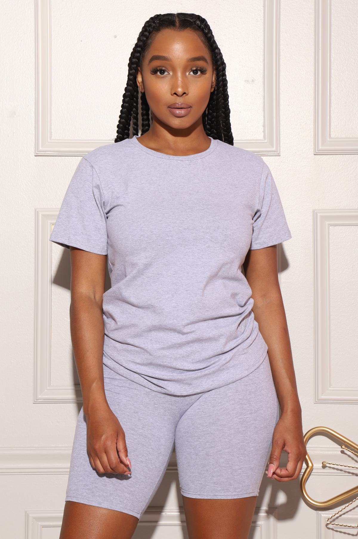 Spare T-Shirt Biker Set - Heather Grey - Swank A Posh