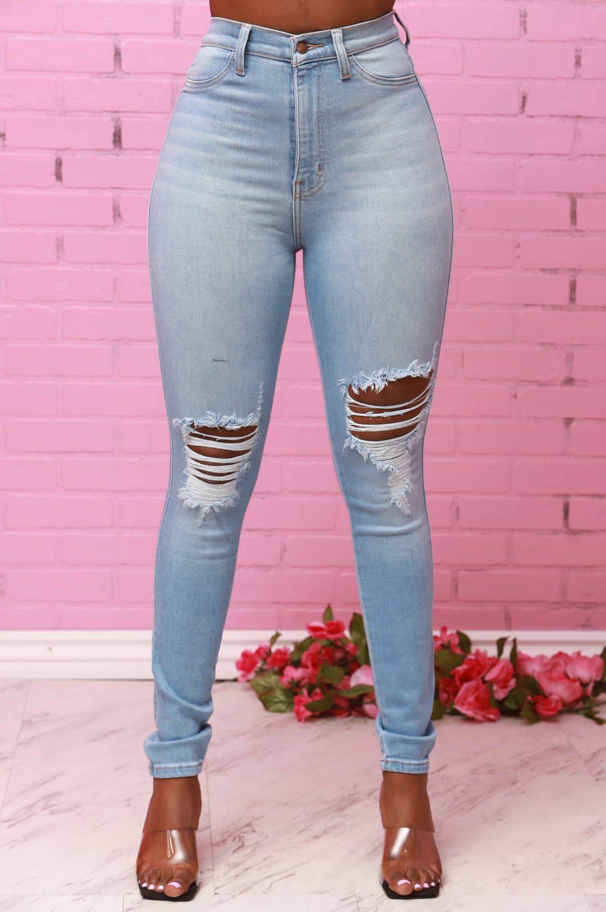 Burst Your Bubble High Rise Jeans - Light Wash - Swank A Posh