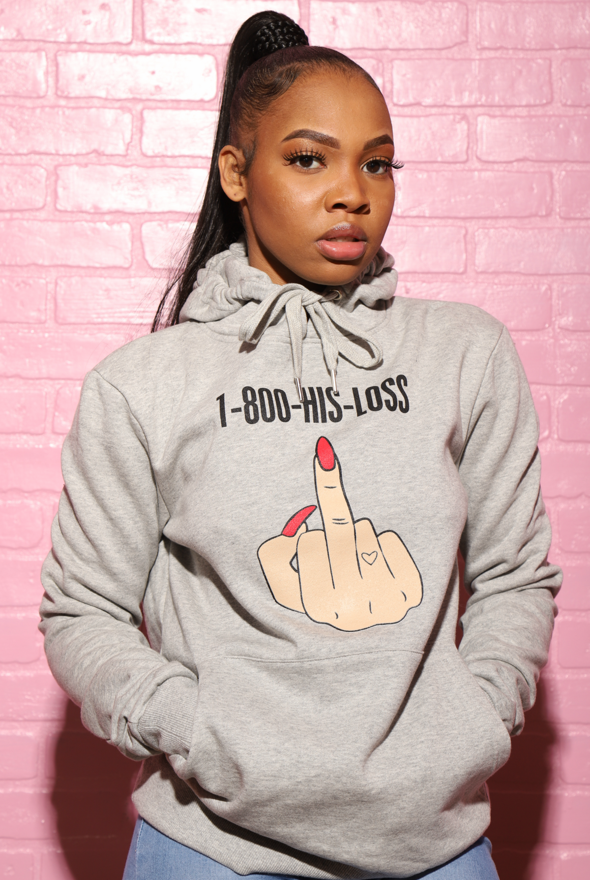 1-800-His-Loss Hoodie - Grey - Swank A Posh