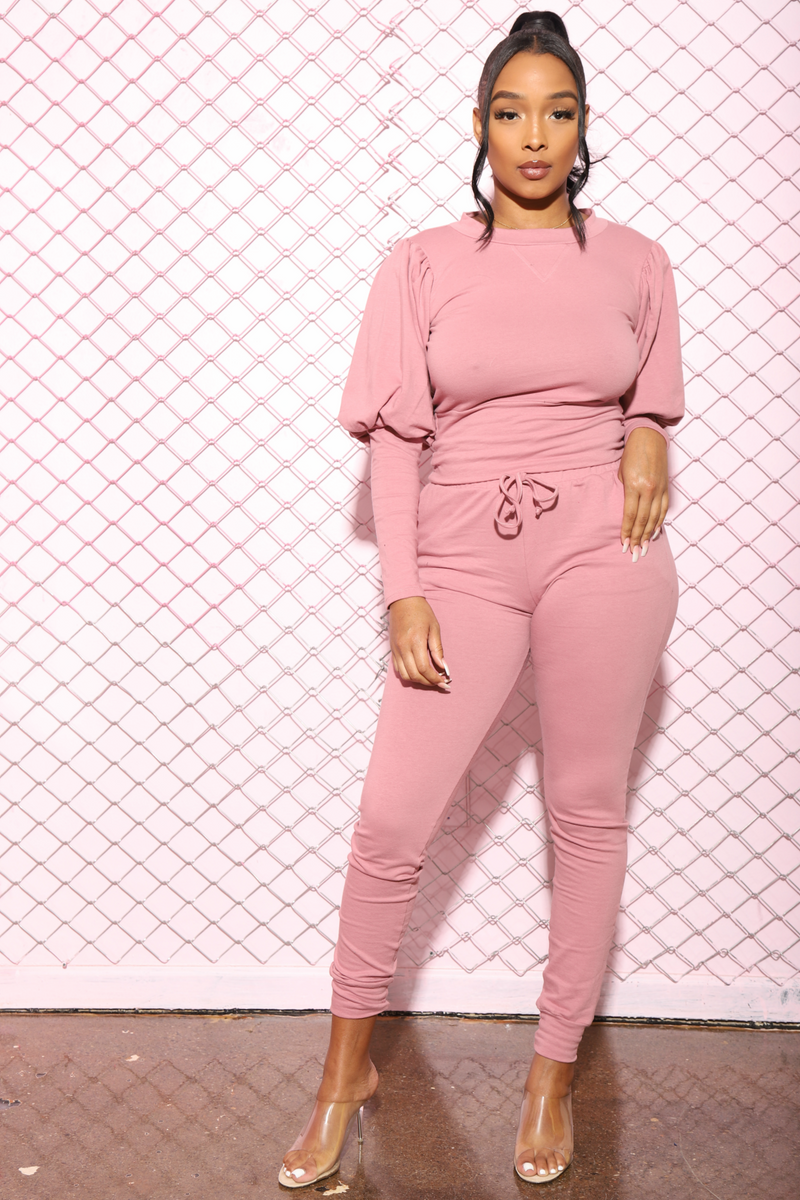 Diary Power Sleeve Jogger Set - Mauve