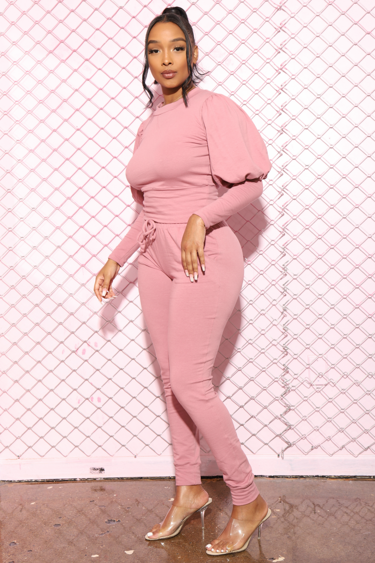 Diary Power Sleeve Jogger Set - Mauve - Swank A Posh