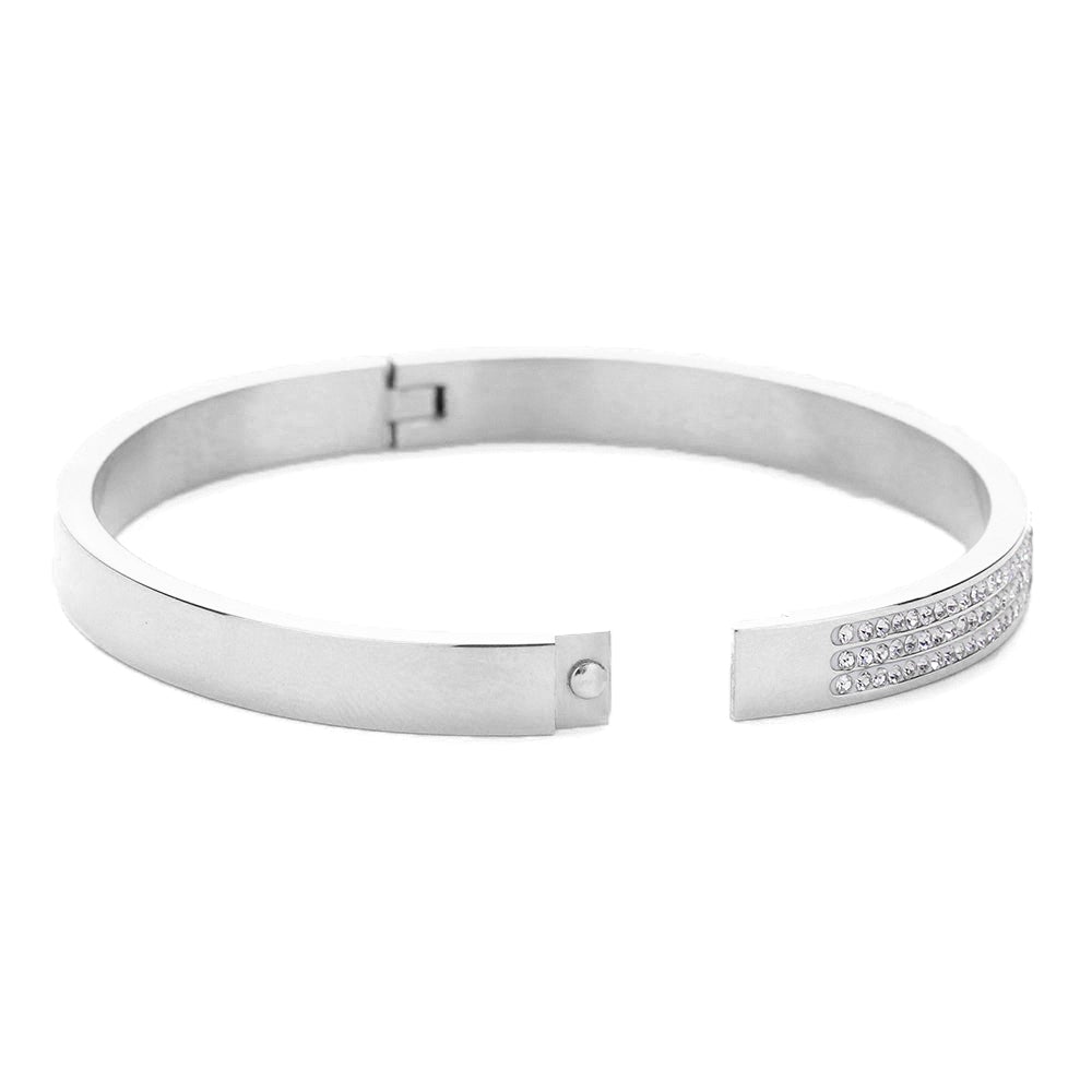 Iced Out Embellished Rhinestone Bracelet - Silver - Swank A Posh