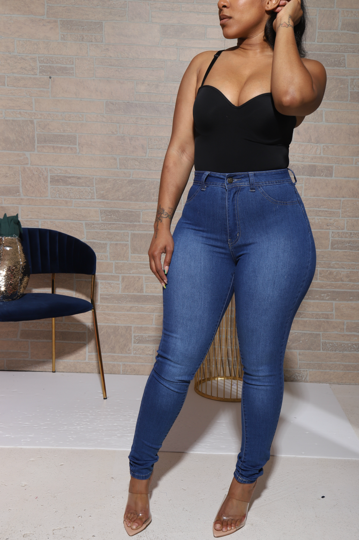 Story High Waist Super Stretch Jeans - Medium Wash - Swank A Posh