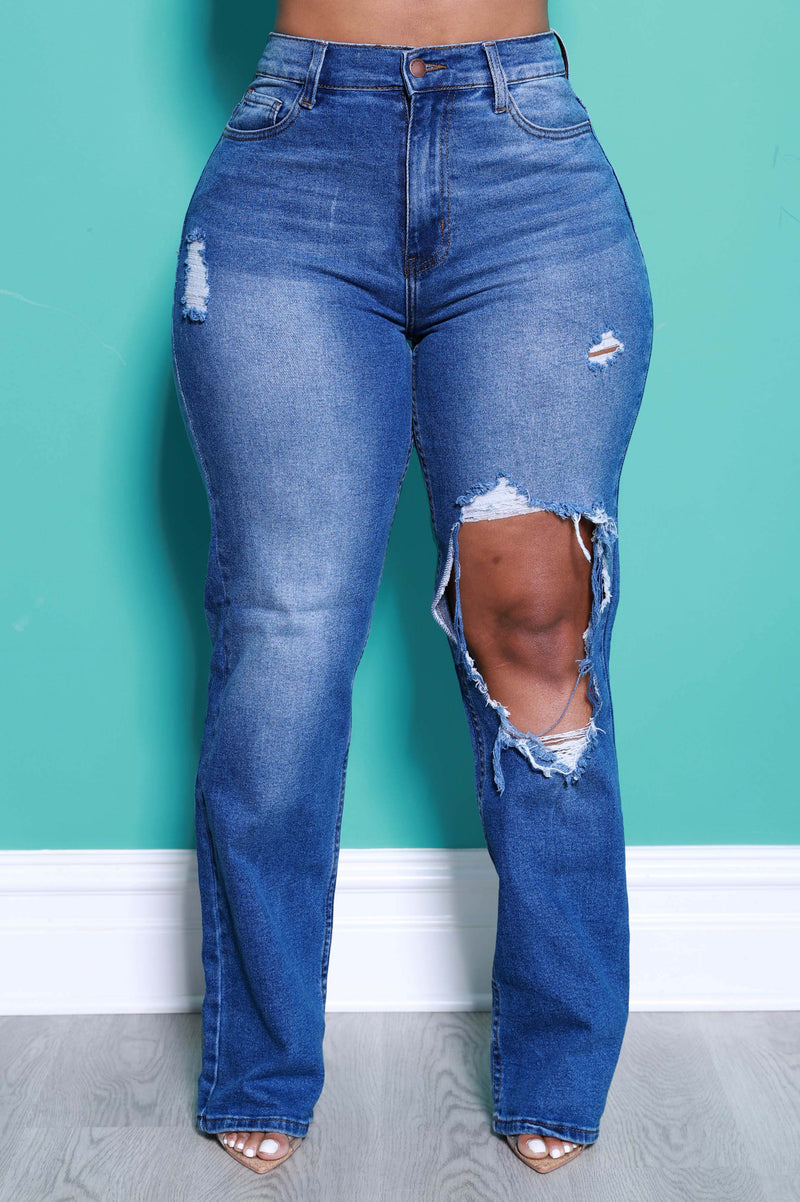 No Dress Code High Waist Distressed Mom Jeans - Dark Wash